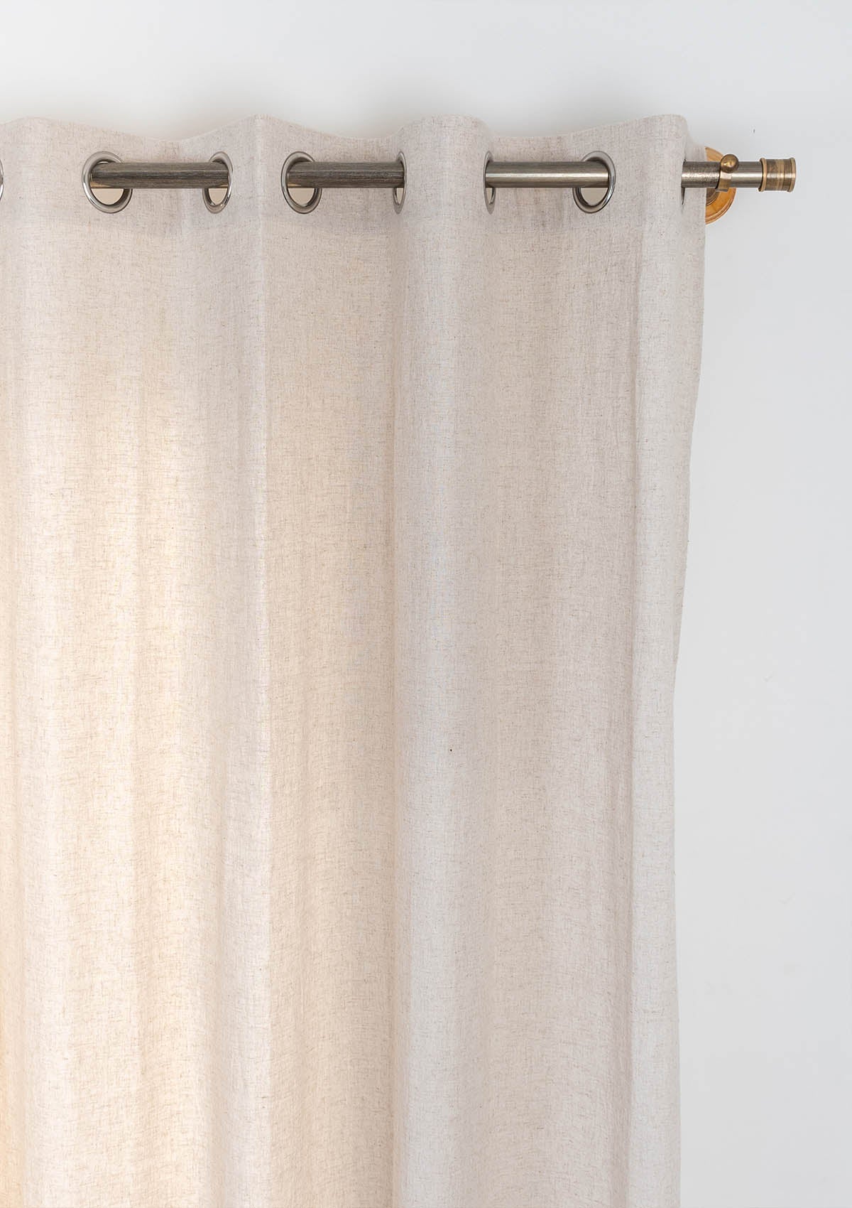 Solid linen beige 100% cotton plain curtain for bedroom - Room darkening - Pack of 1