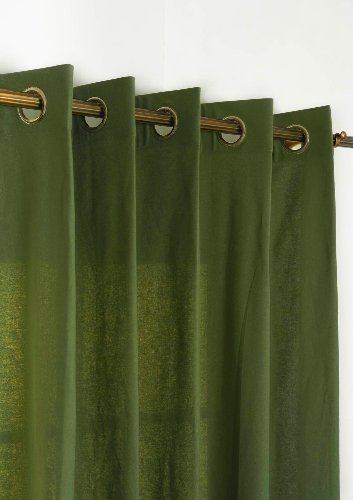 Solid Pepper Green 100% cotton plain curtain for living room and bed room - Room darkening - Pepper Green - Pack of 1