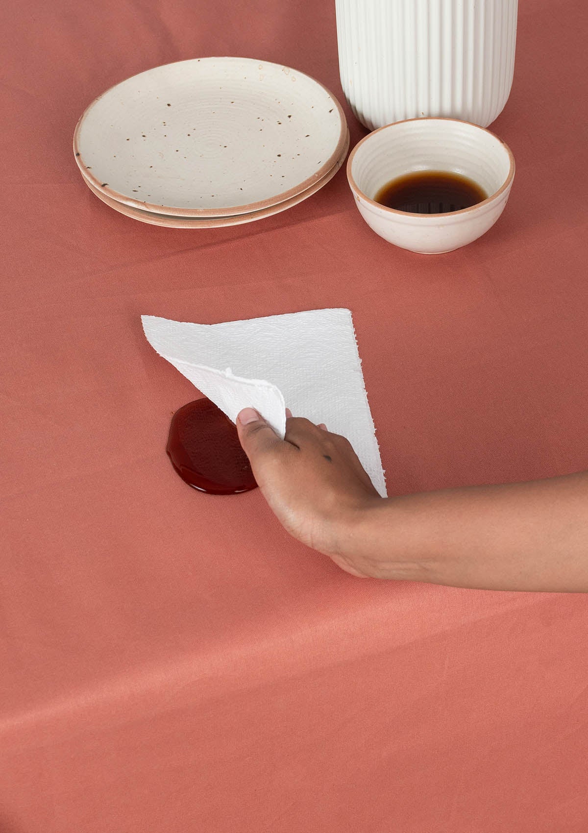 Solid Rust Spill safe water-resistant coated cotton table cloth