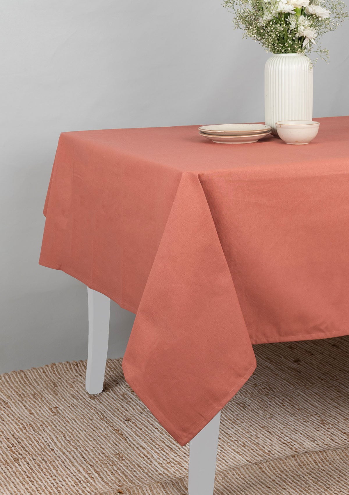 Solid Rust Spill safe water-resistant coated cotton table cloth