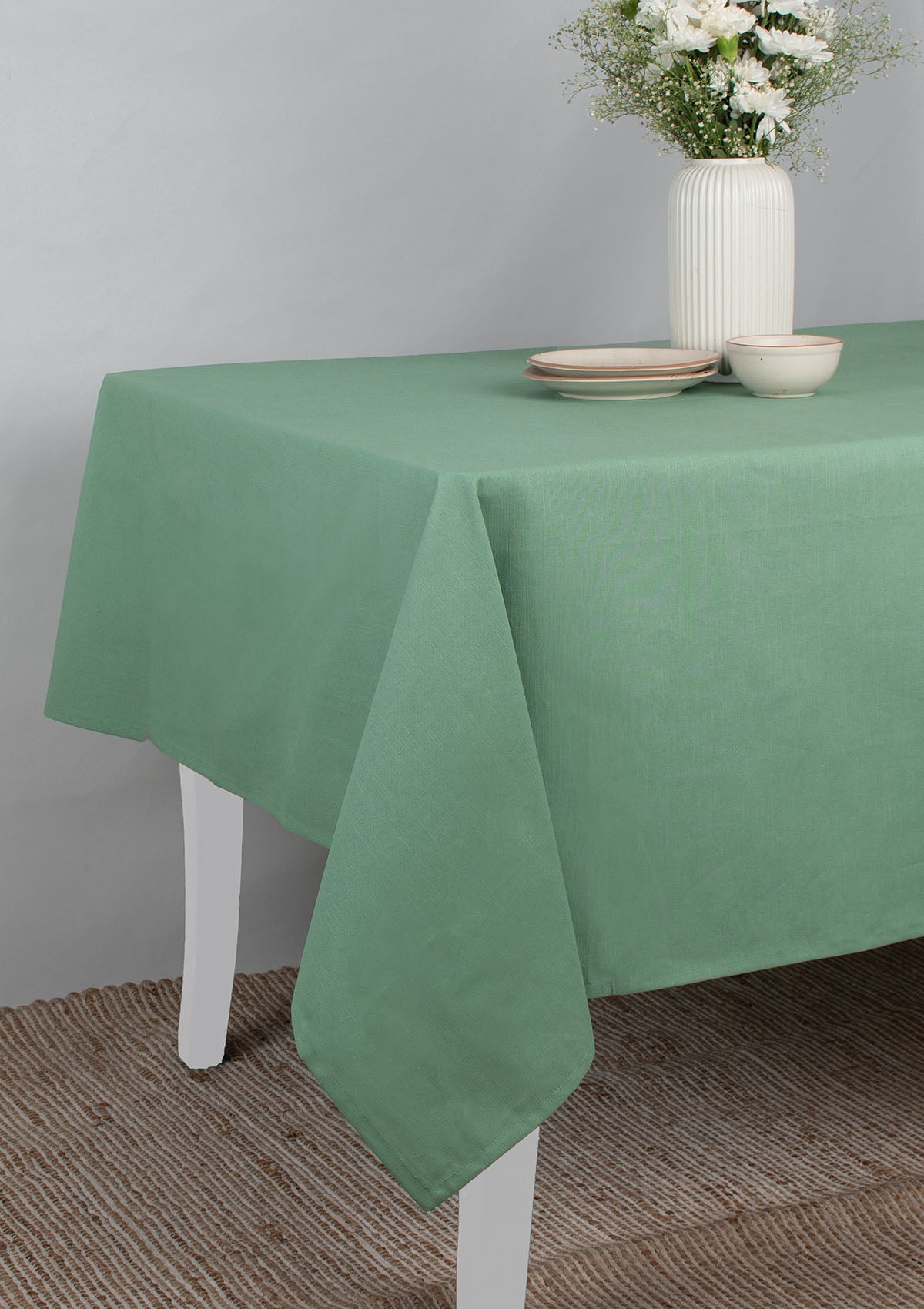 Solid Sage Green Spill safe water-resistant coated cotton table cloth