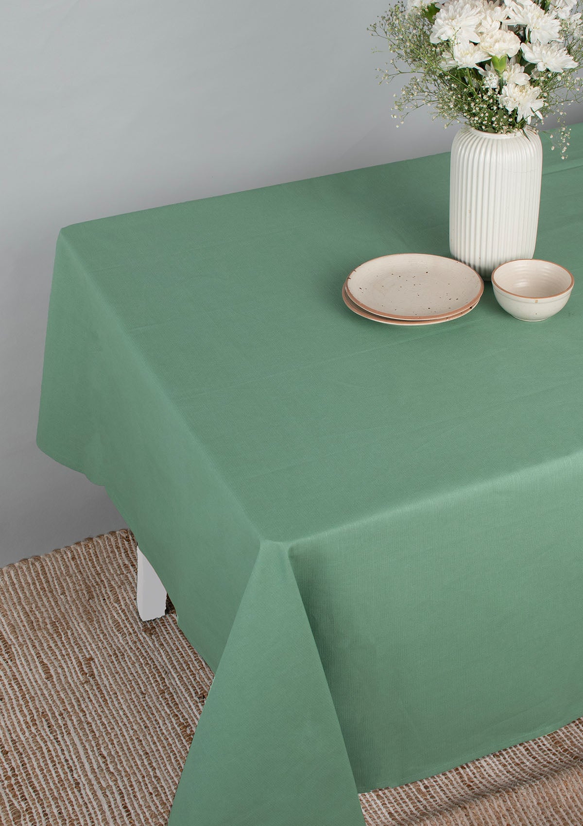 Solid Sage Green Spill safe water-resistant coated cotton table cloth