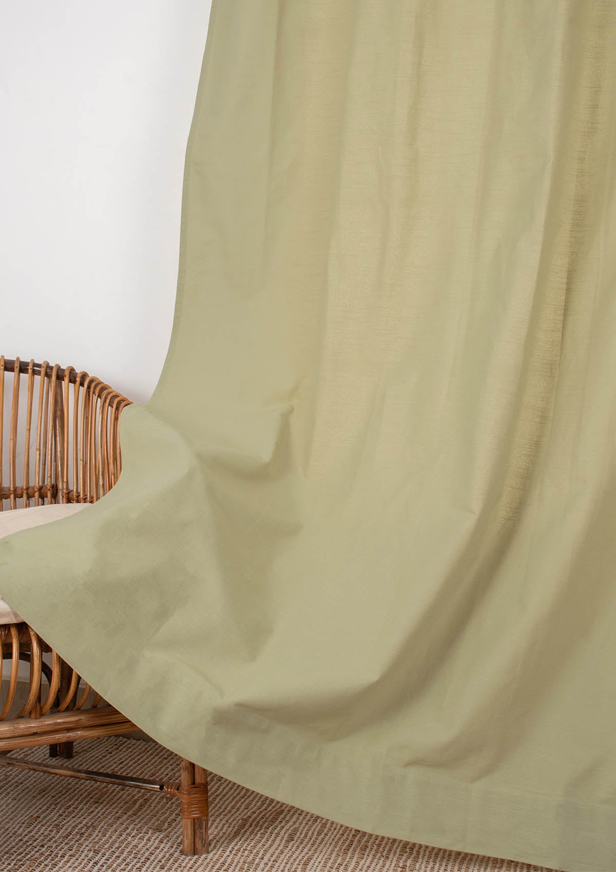 Solid Herb Green 100% cotton curtain for Living room and bedroom - Room darkening - Single Piece