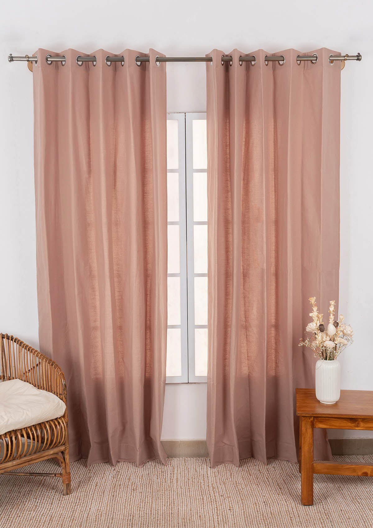 Solid Mahogany 100% cotton plain curtain for Living room and bedroom - Room darkening - Single Piece