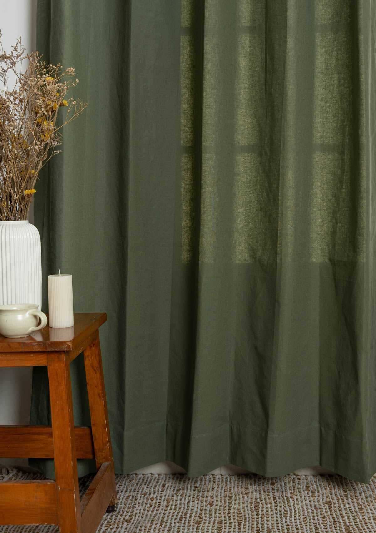 Solid Pepper Green 100% cotton curtain for living room and bed room - Room darkening - Pepper Green