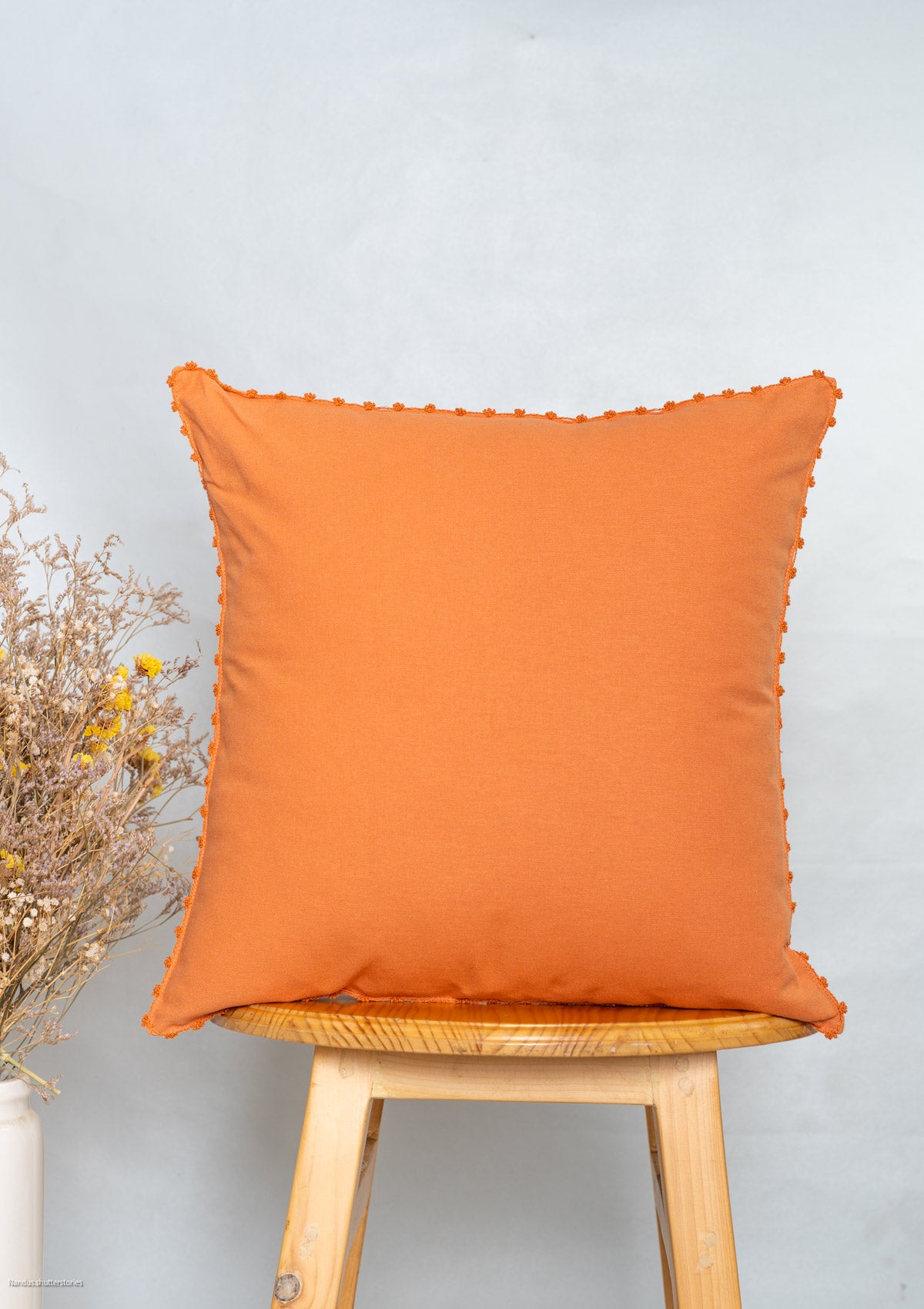 Solid 100% cotton customisable cushion cover for sofa - Orange