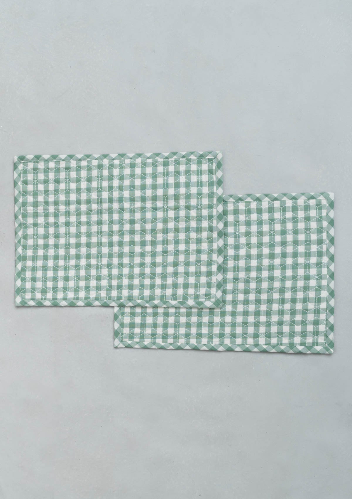 Solid sage green gingham Placemats - Sage Green