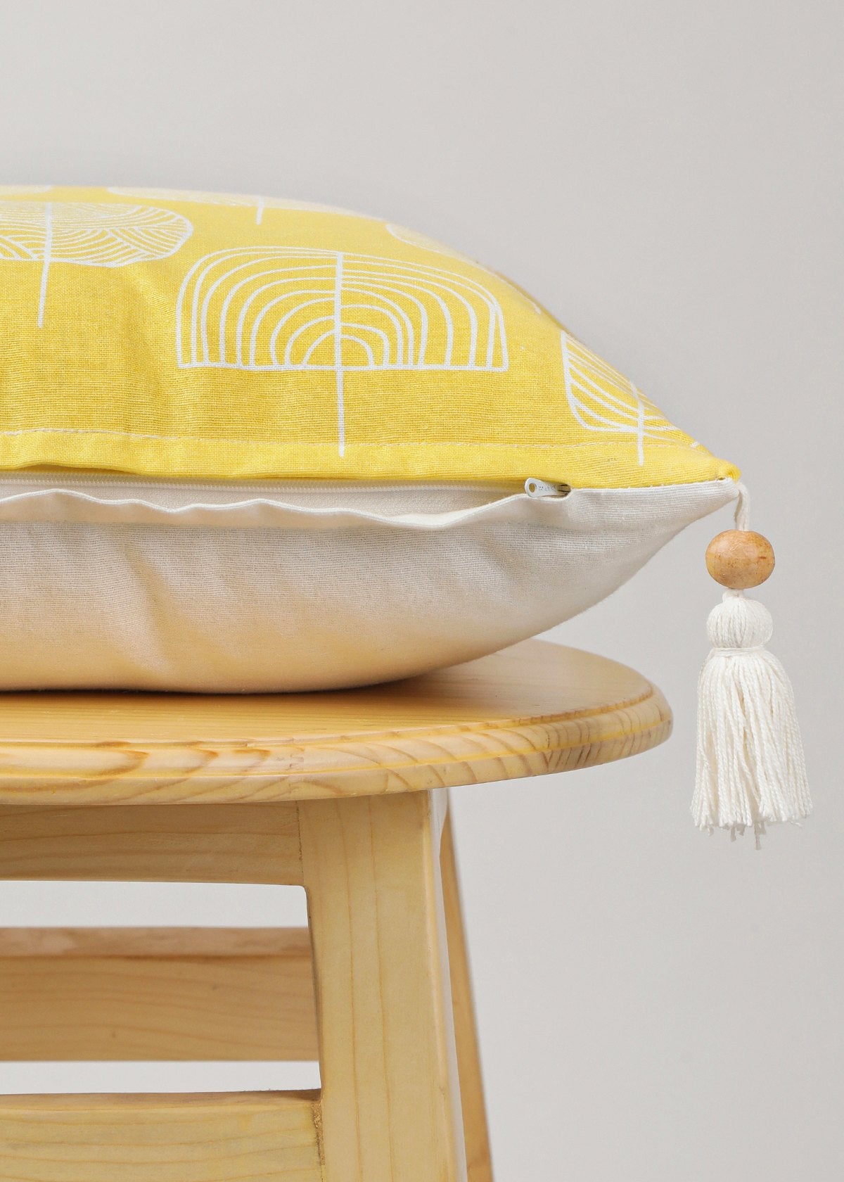 Spring Forest Printed Cotton Cushion Cover - Yellow