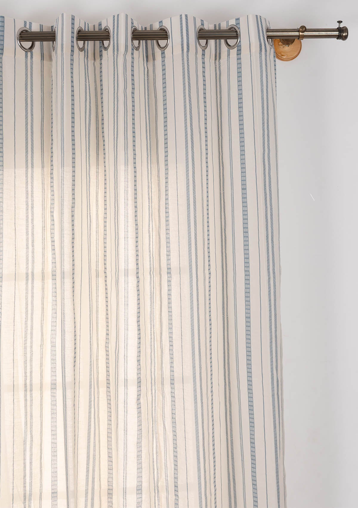 Still Water geometric 100% cotton sheer curtain for living room - Light Filtering - Mist Blue - Single Piece