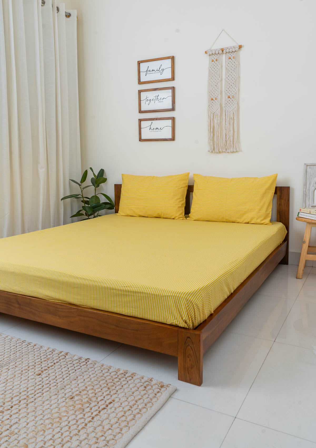 Sunshine Stripes Fitted Sheet - Yellow