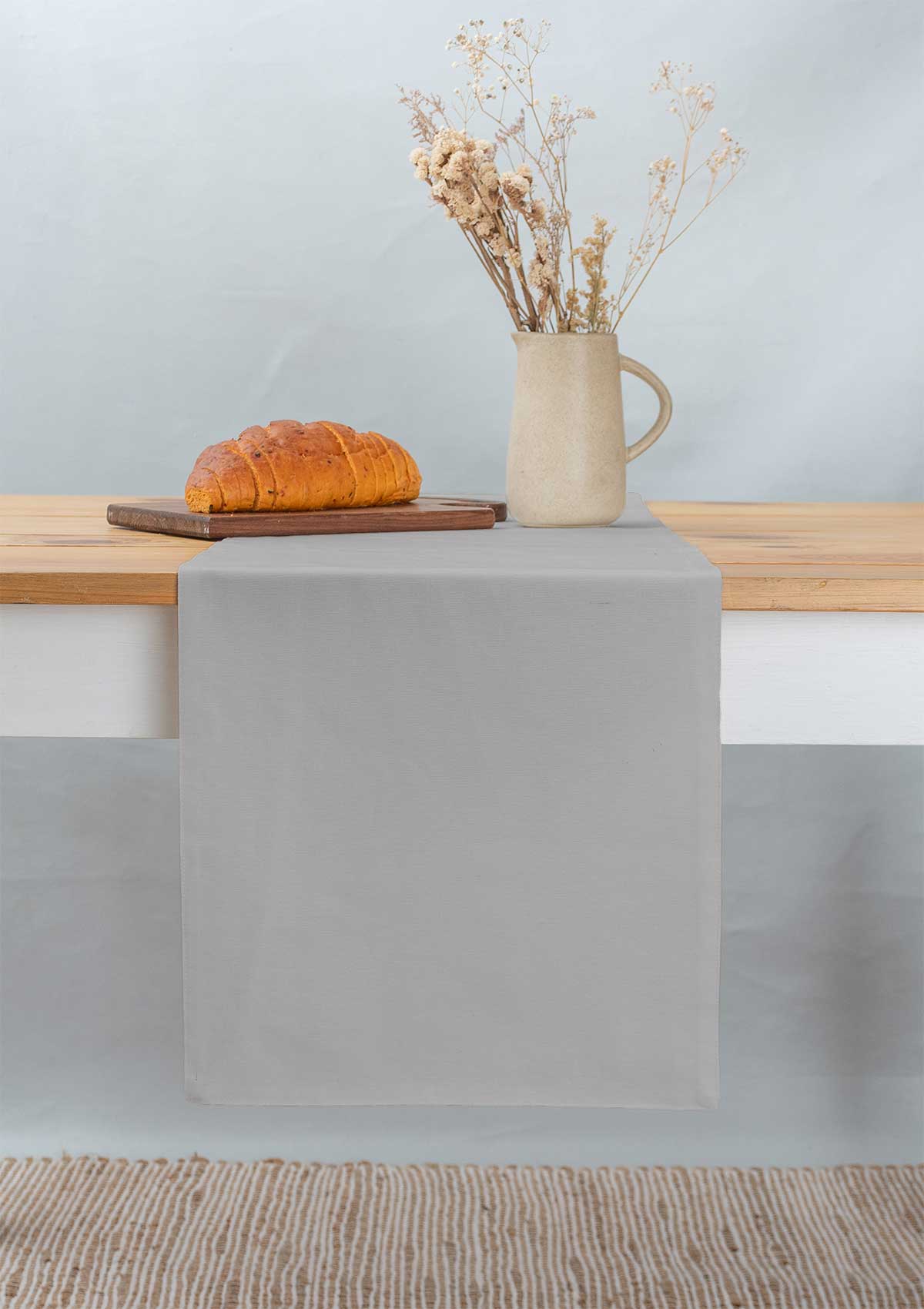 Solid 100% cotton customizable table Runner for dining - Ultimate Grey