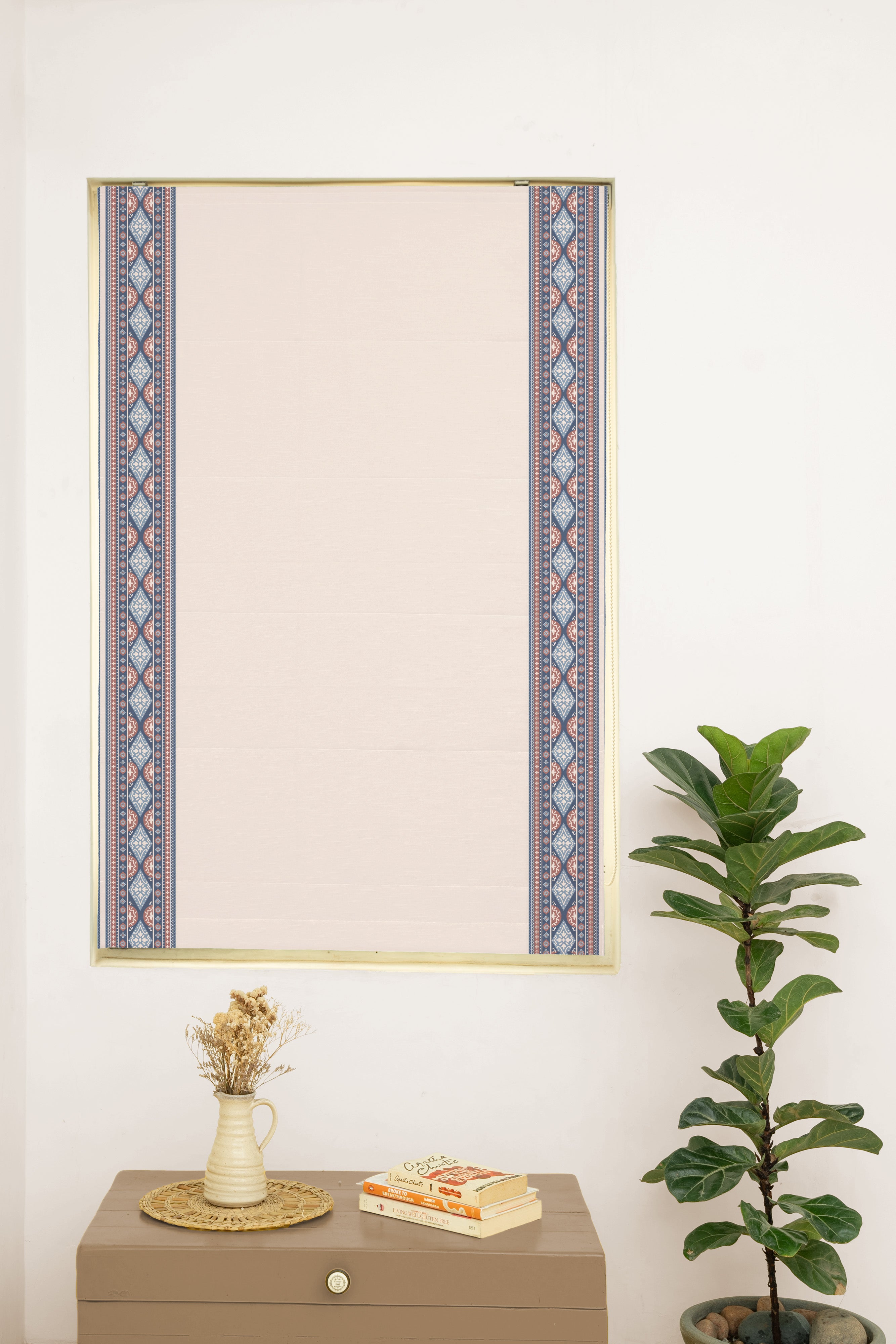 Tara Cream 100% Cotton with Trim Customizable blind for livingroom & Bedrooms  - Light Reduction - Cream
