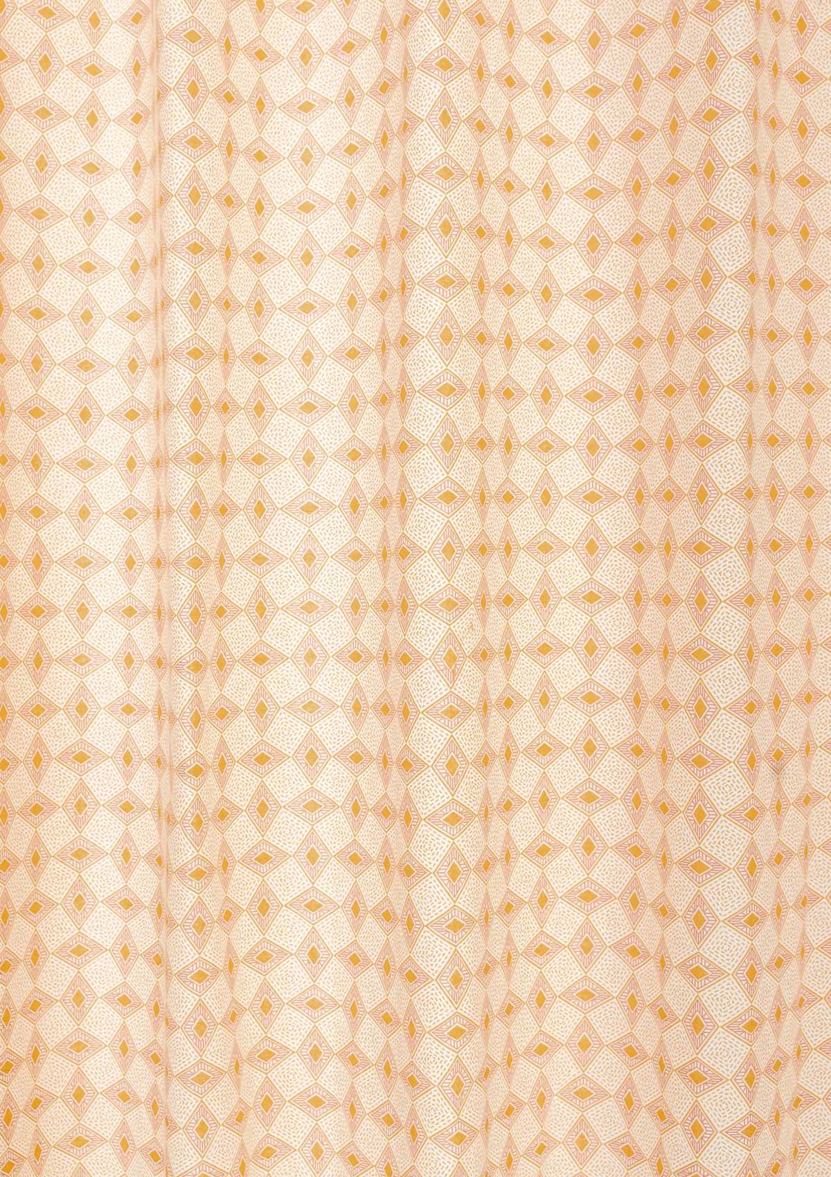 Terrazo 100% cotton geometric fabric for living room - Room darkening - Mustard