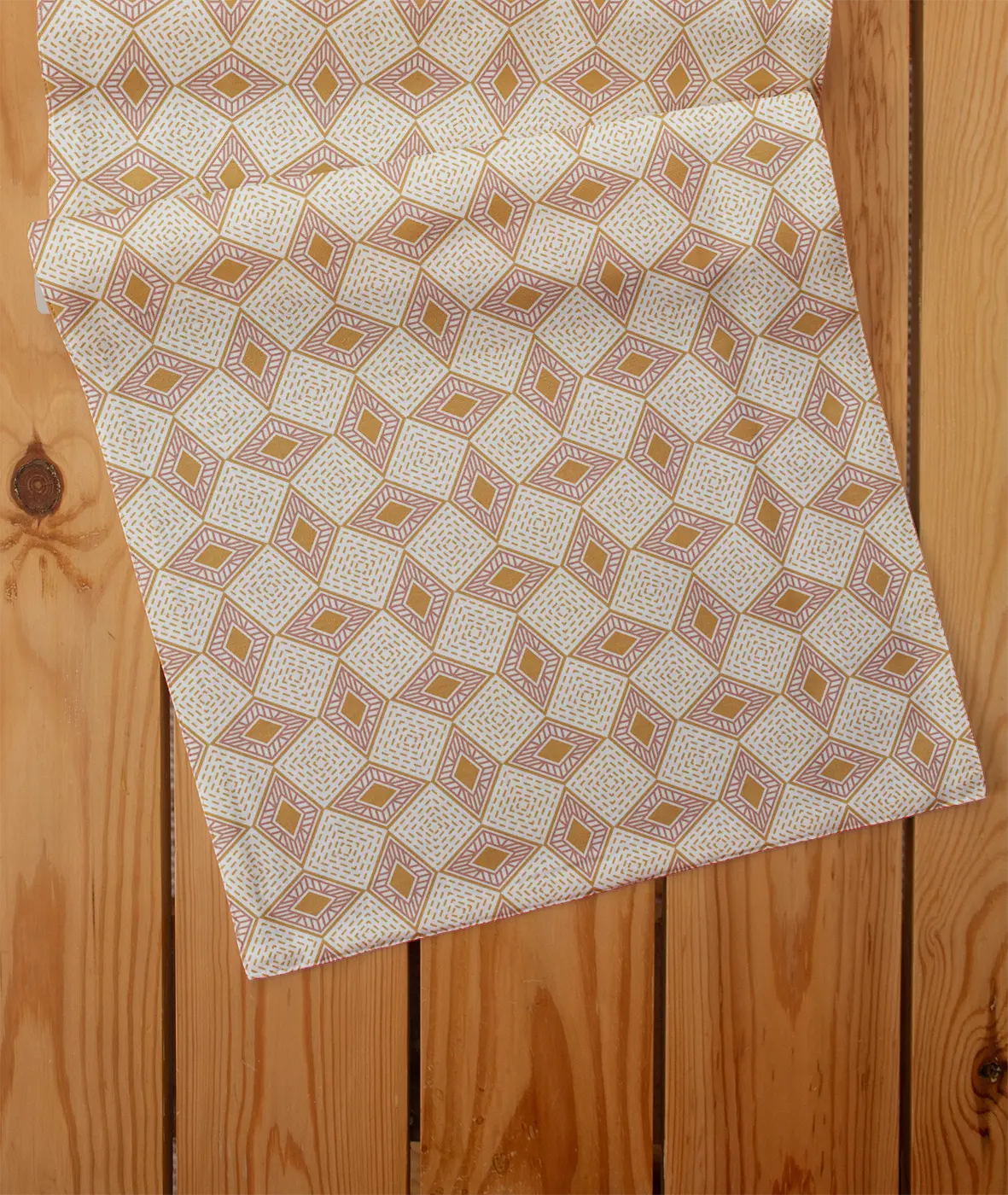 Terrazo 100% cotton customisable geometric table Runner for dining - Pink and Mustard