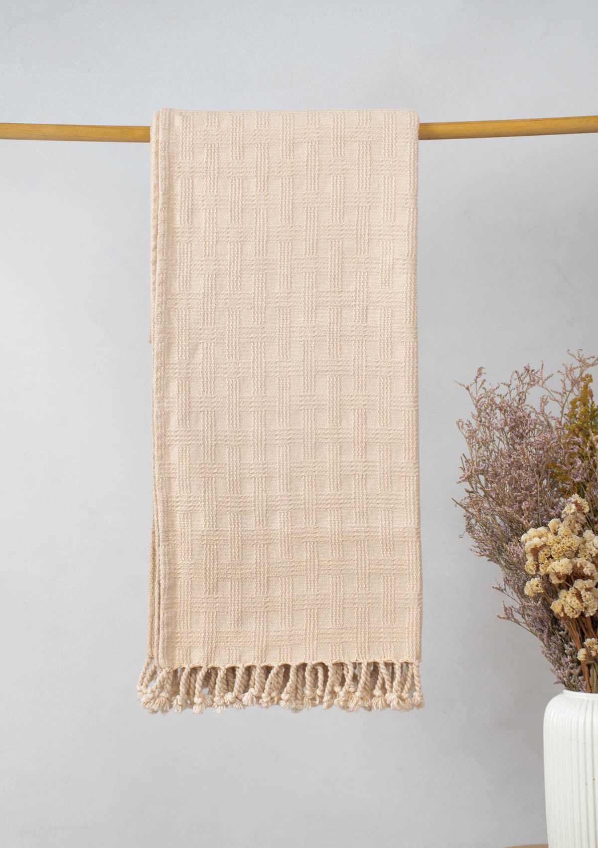 Textured Solid Throw - Ivory