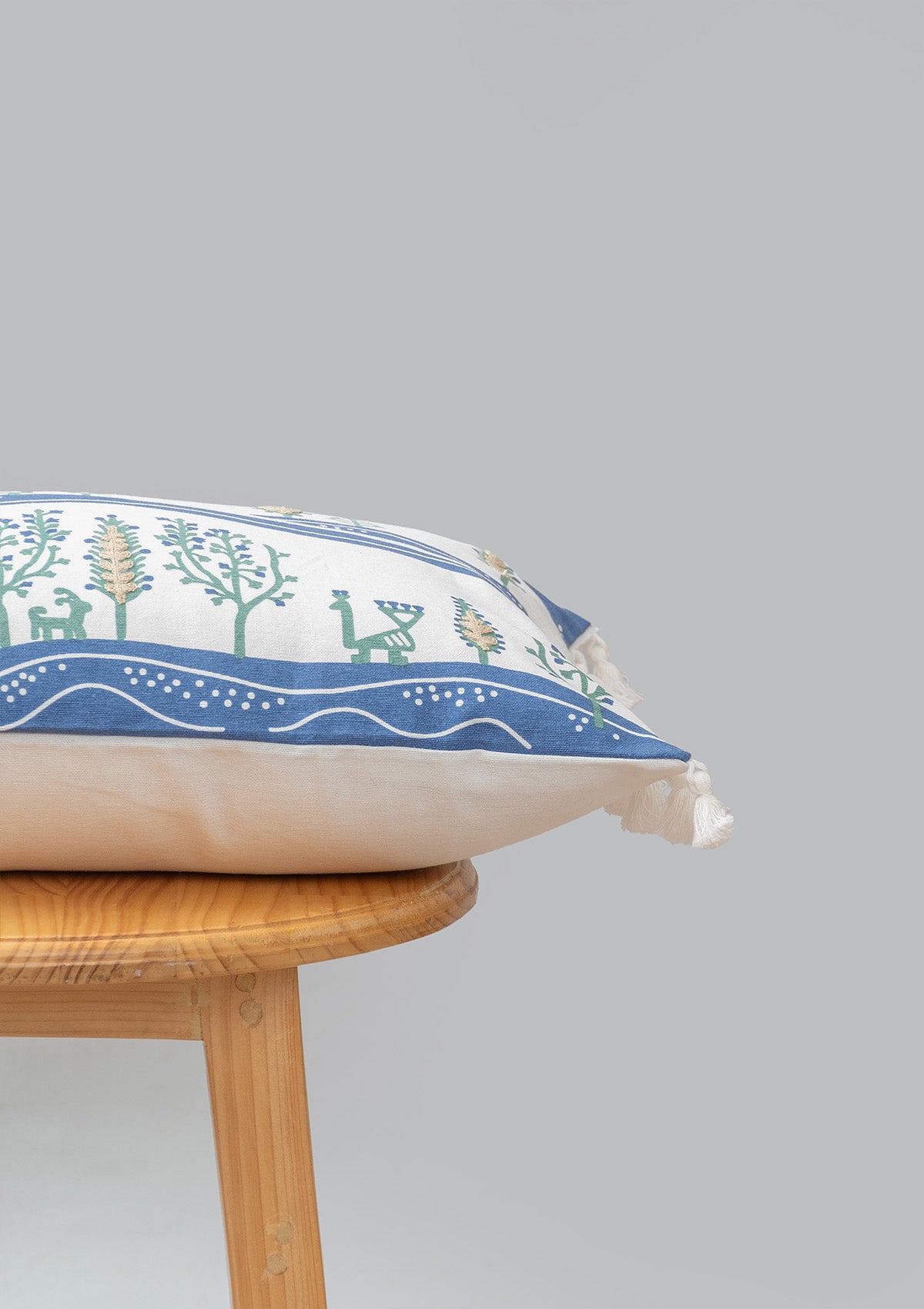 Timberland 100% cotton geometric cushion cover for sofa - Indigo