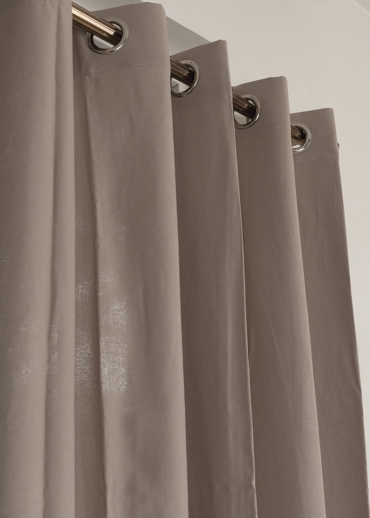 Solid Walnut grey 100% Customizable Cotton plain curtain for bedroom - Room darkening