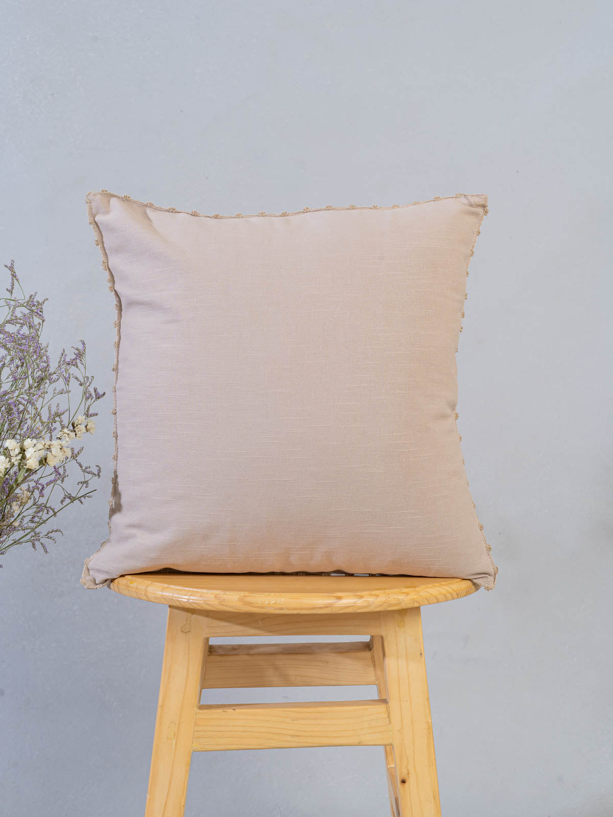 Solid Cotton Cushion Cover - Walnut-Grey