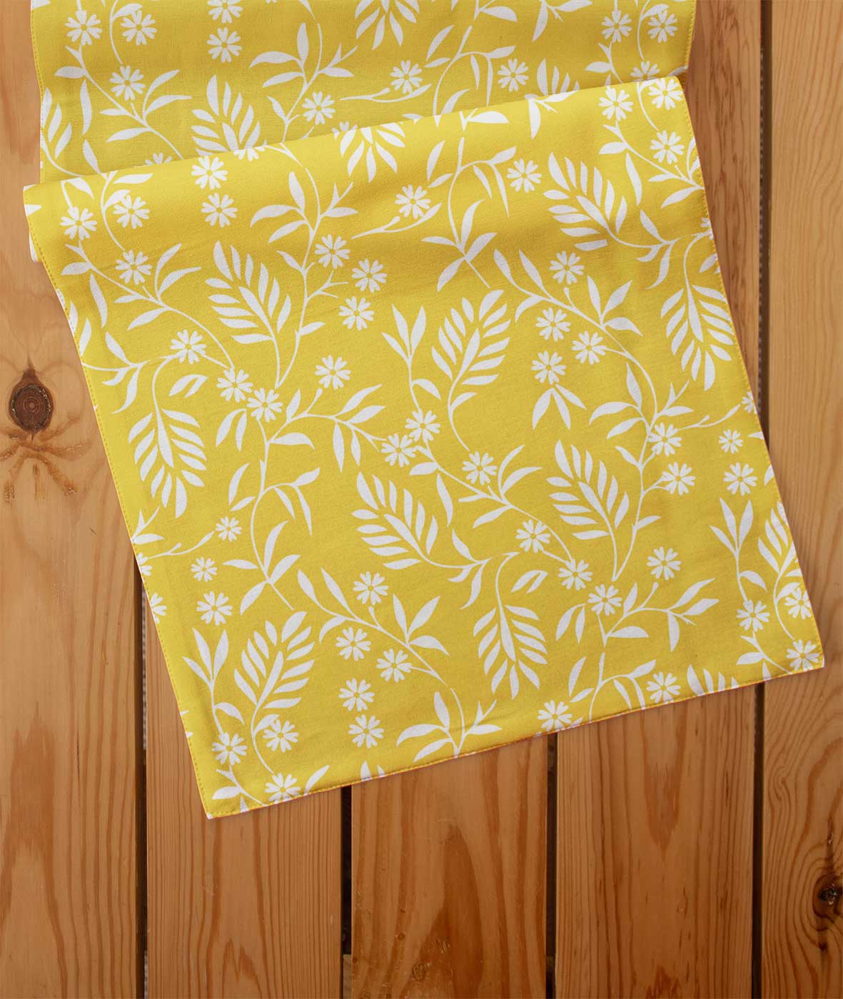 Yellow daisy 100% cotton customizable floral table Runner for dining - Yellow