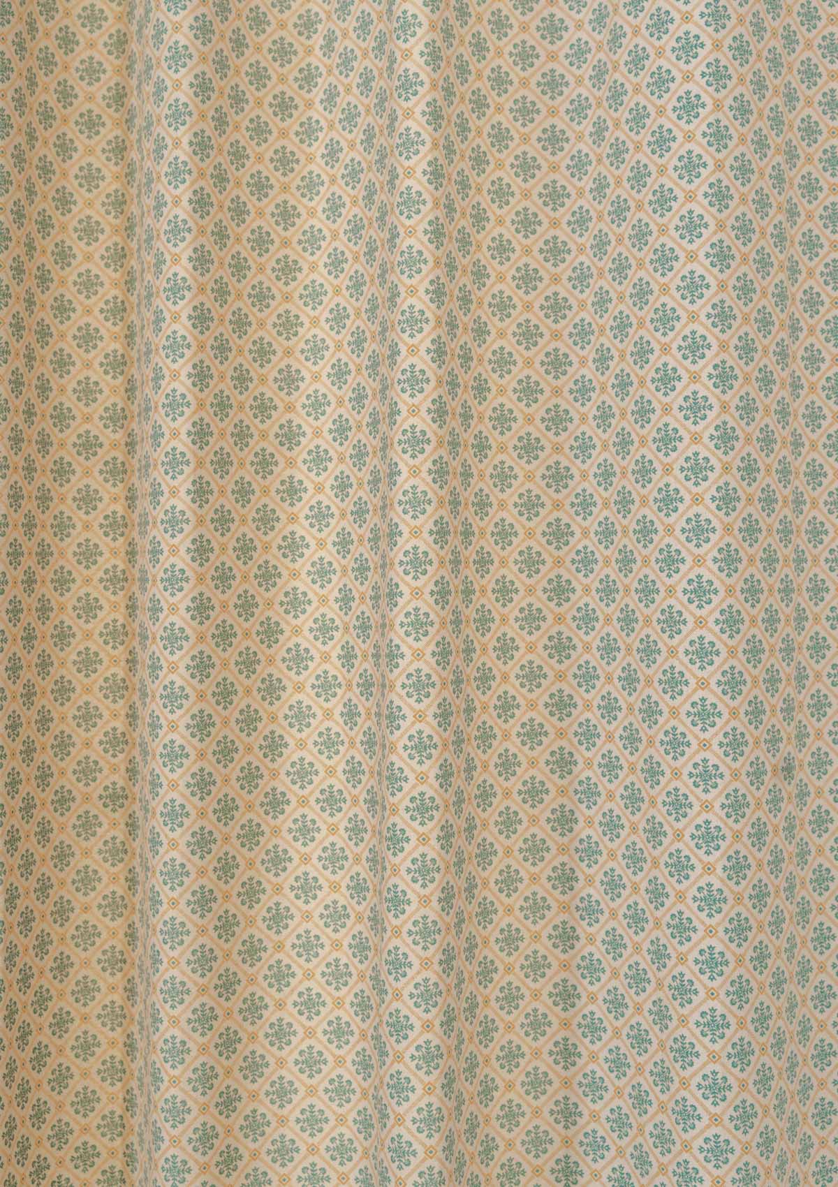 Yura 100% cotton geometric fabric for living room - Room darkening - Aqua blue