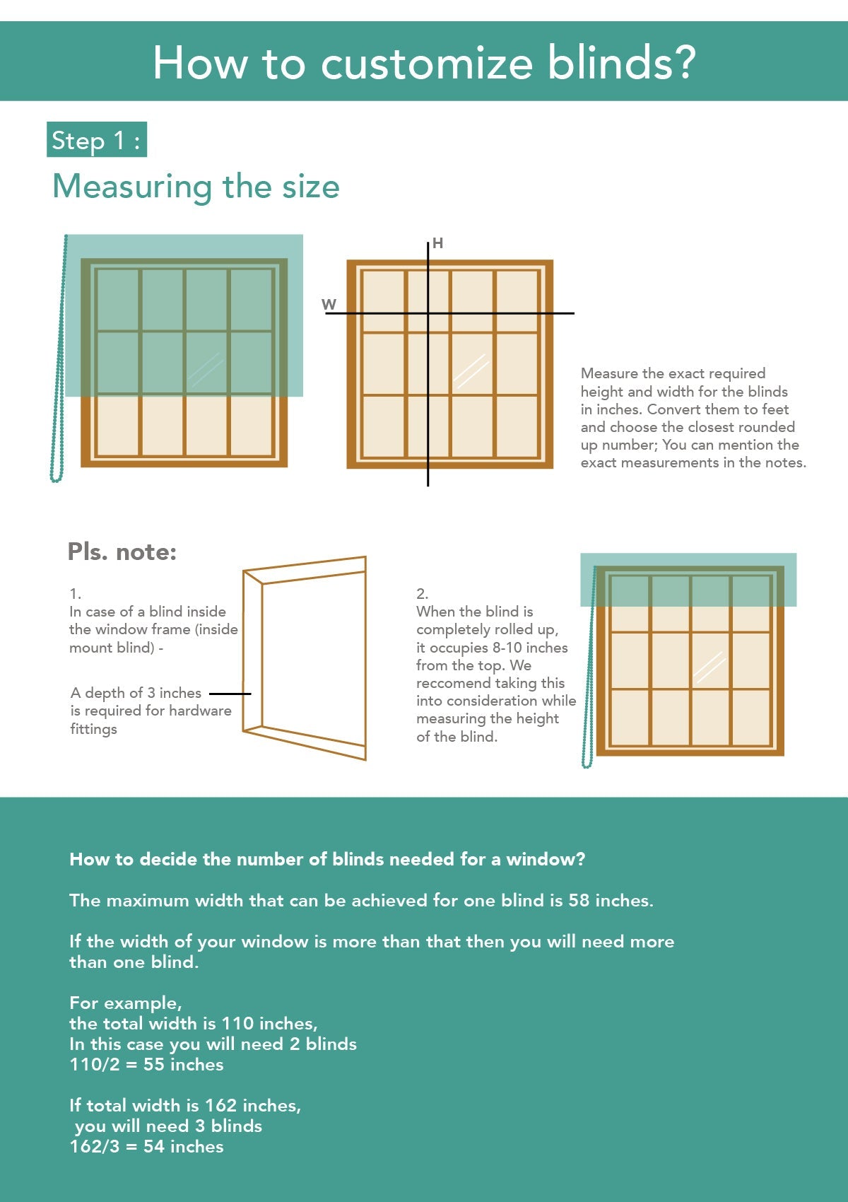 Yura 100% cotton geometric Customizable blind for living room - Room darkening - Aqua blue