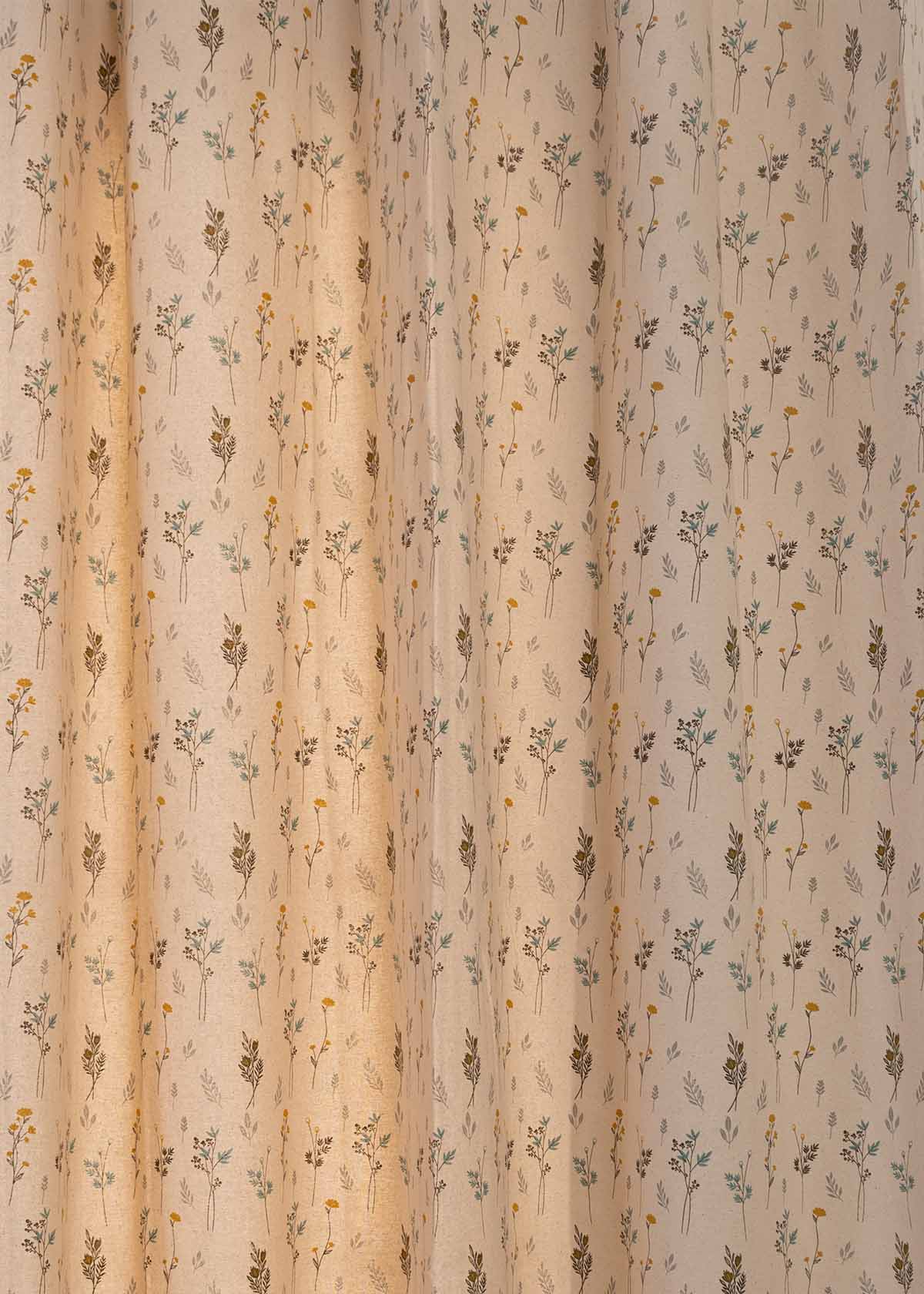 Blooming Meadows Printed Cotton Curtain - Beige