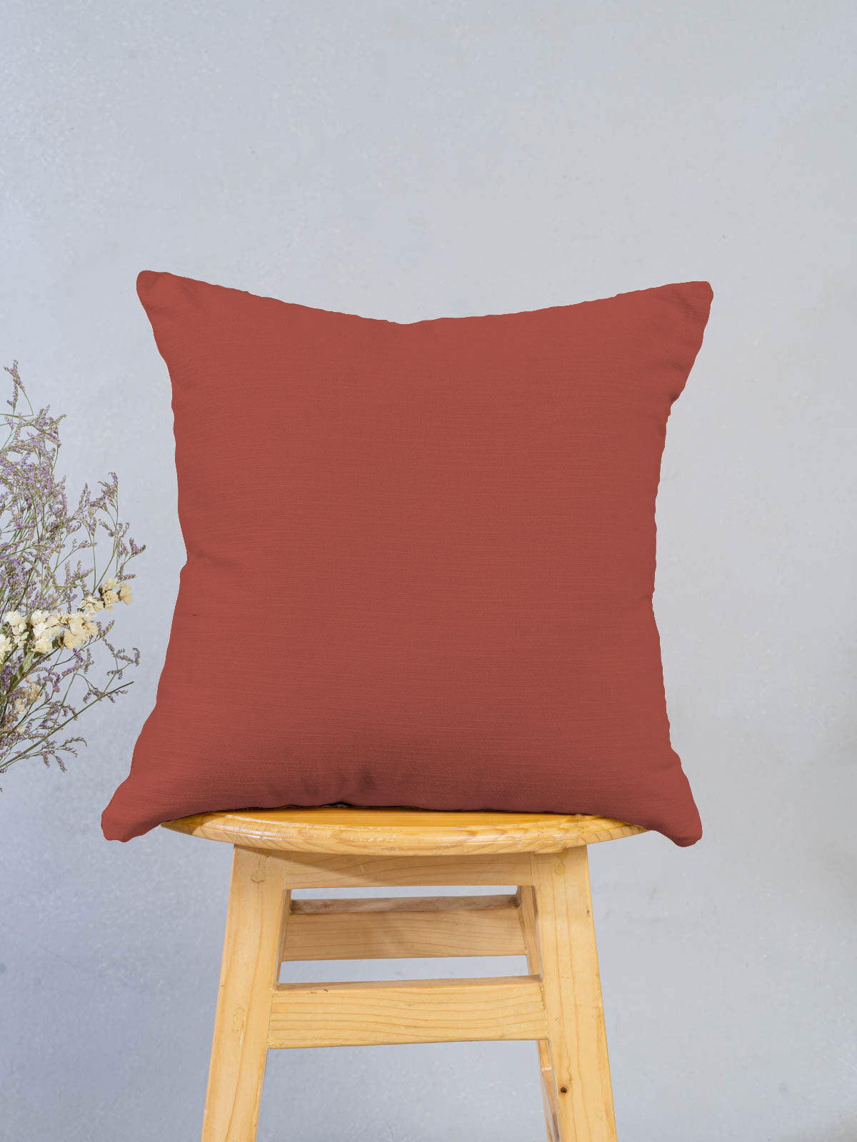 Solid Brick Red 100% cotton plain cushion cover for sofa