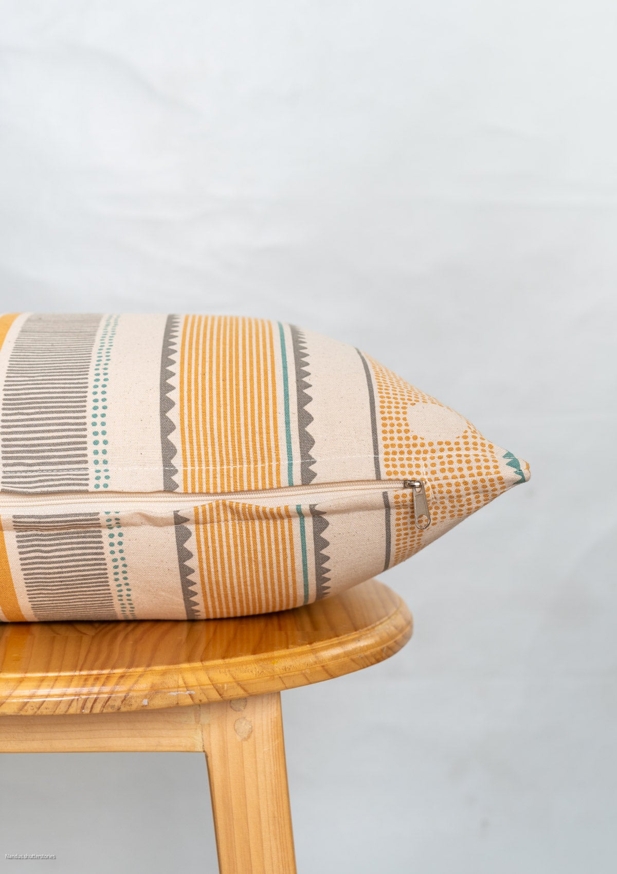 Buru 100% cotton customisable floral cushion cover for sofa - Mustard