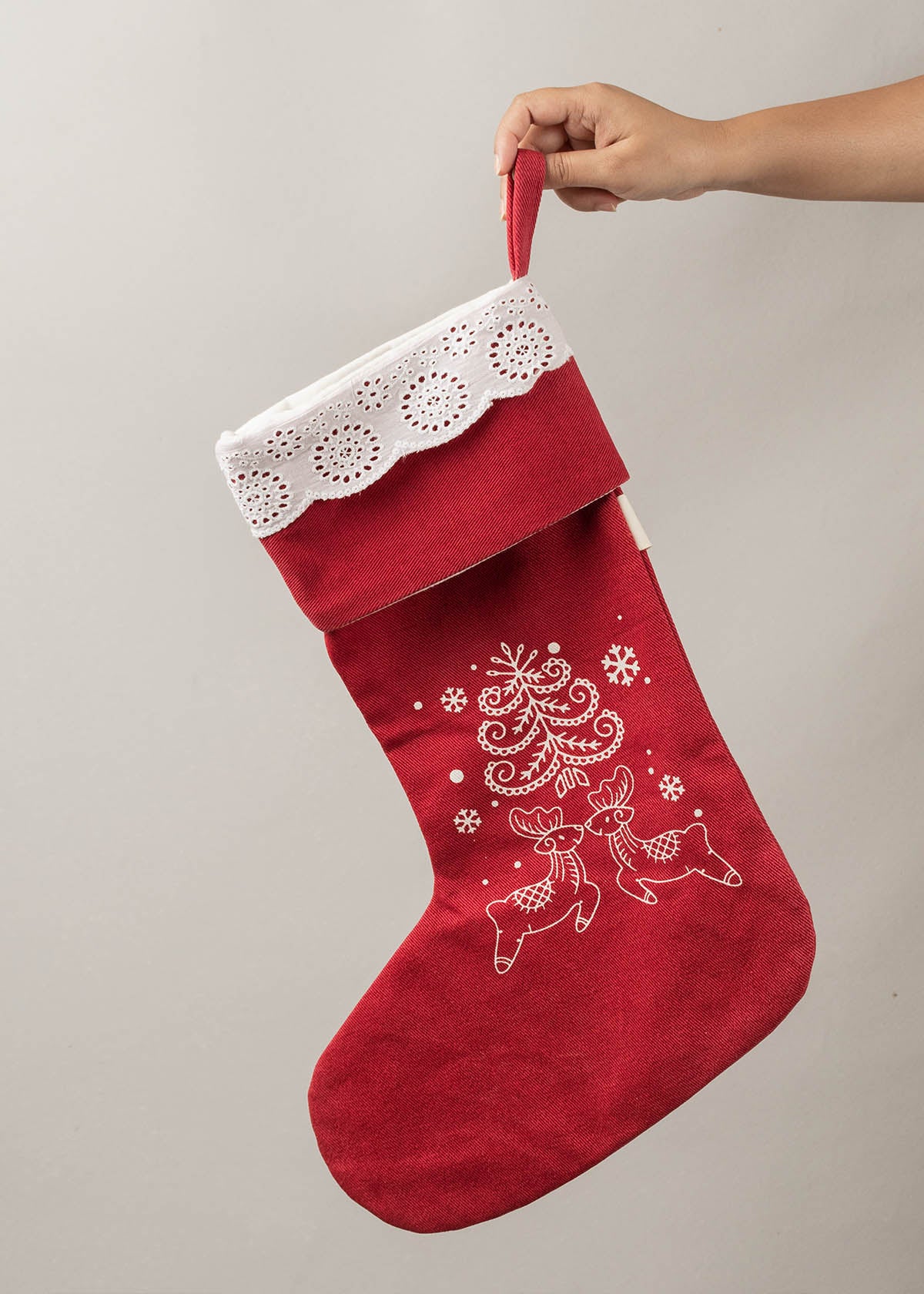 Cherry Red Christmas Stocking