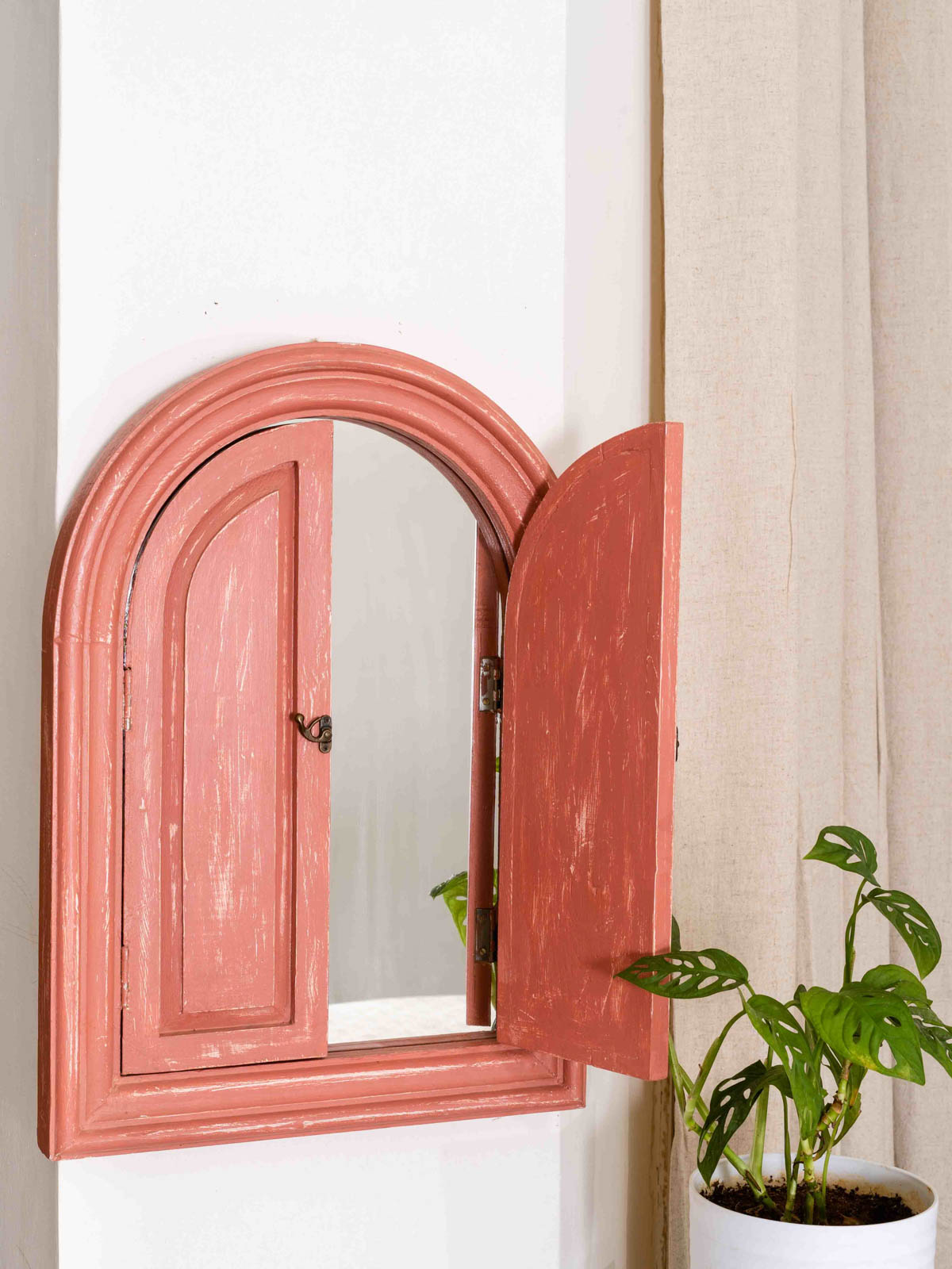 Classic Arched Window Mirror - Rust