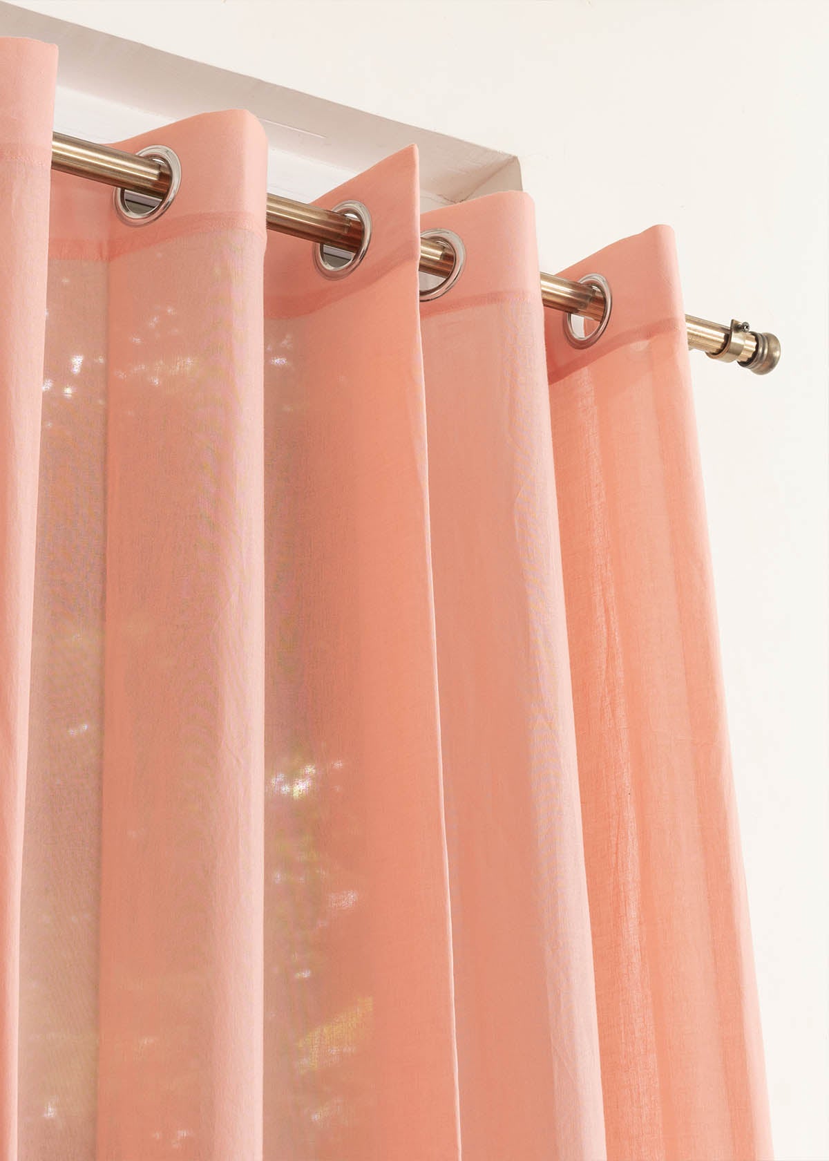 Clay Solid Sheer Curtain - Rust