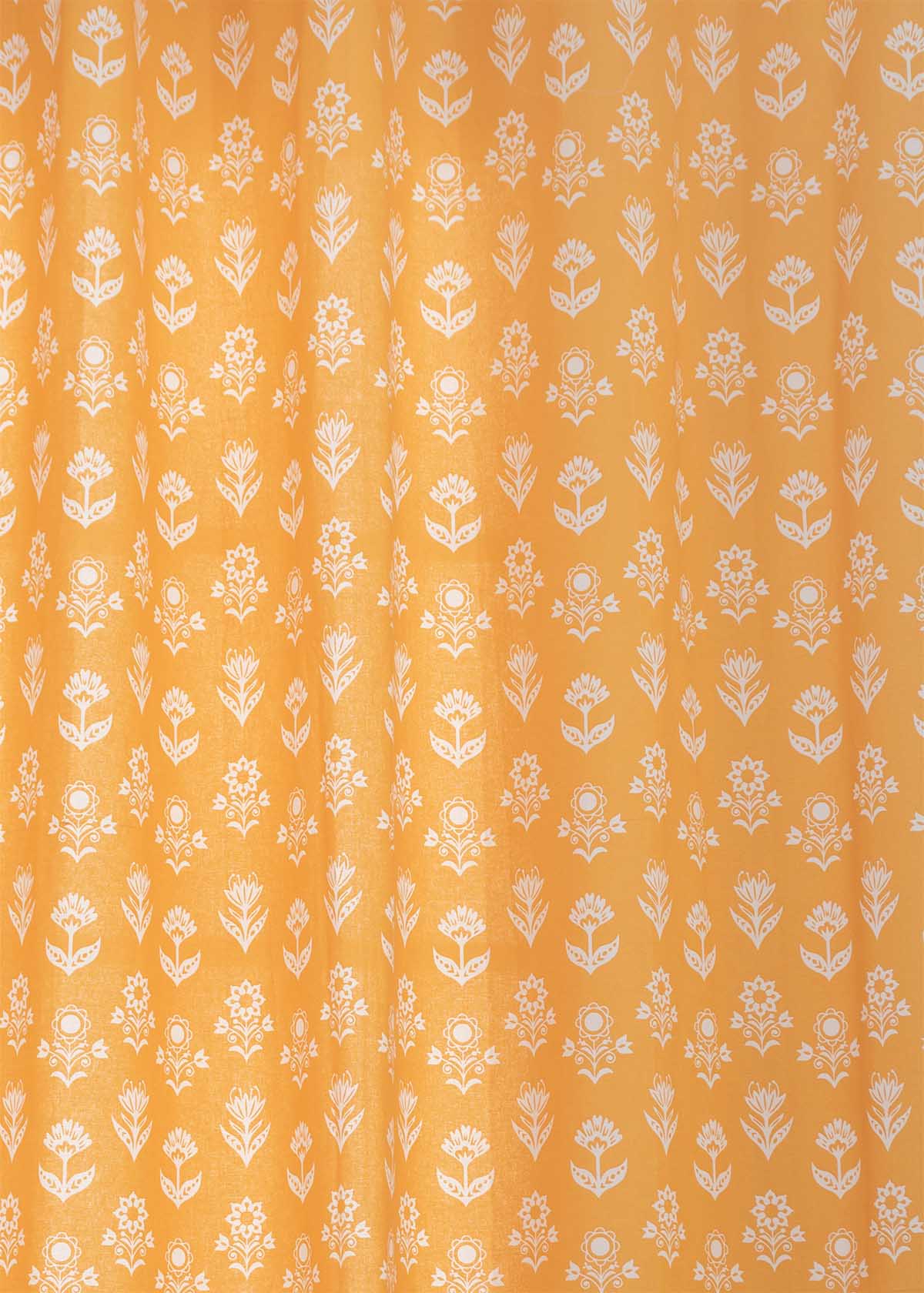 Dahlia Printed Cotton Curtain - Mustard