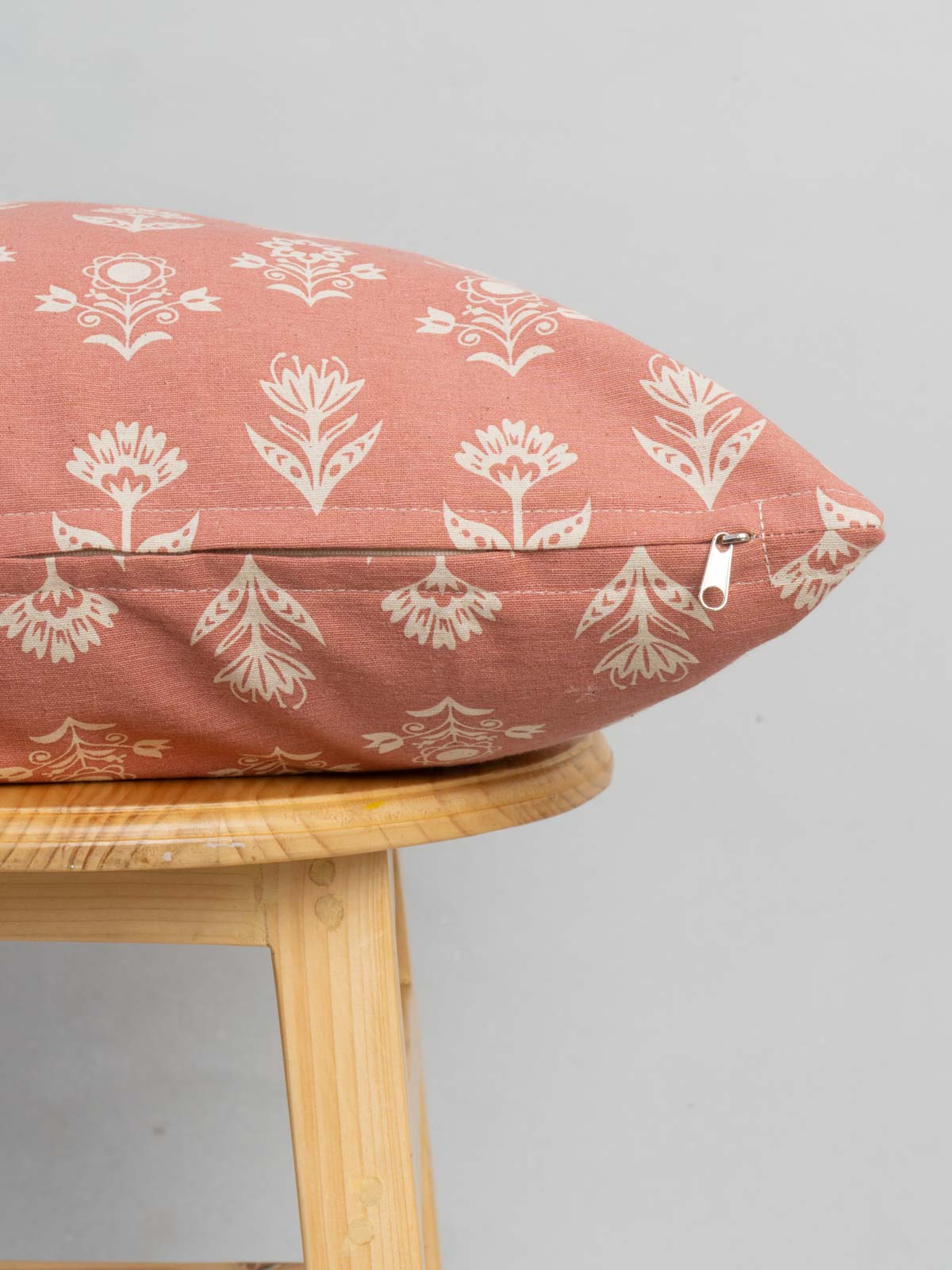 Dahlia 100% cotton customisable floral cushion cover for sofa - Rust