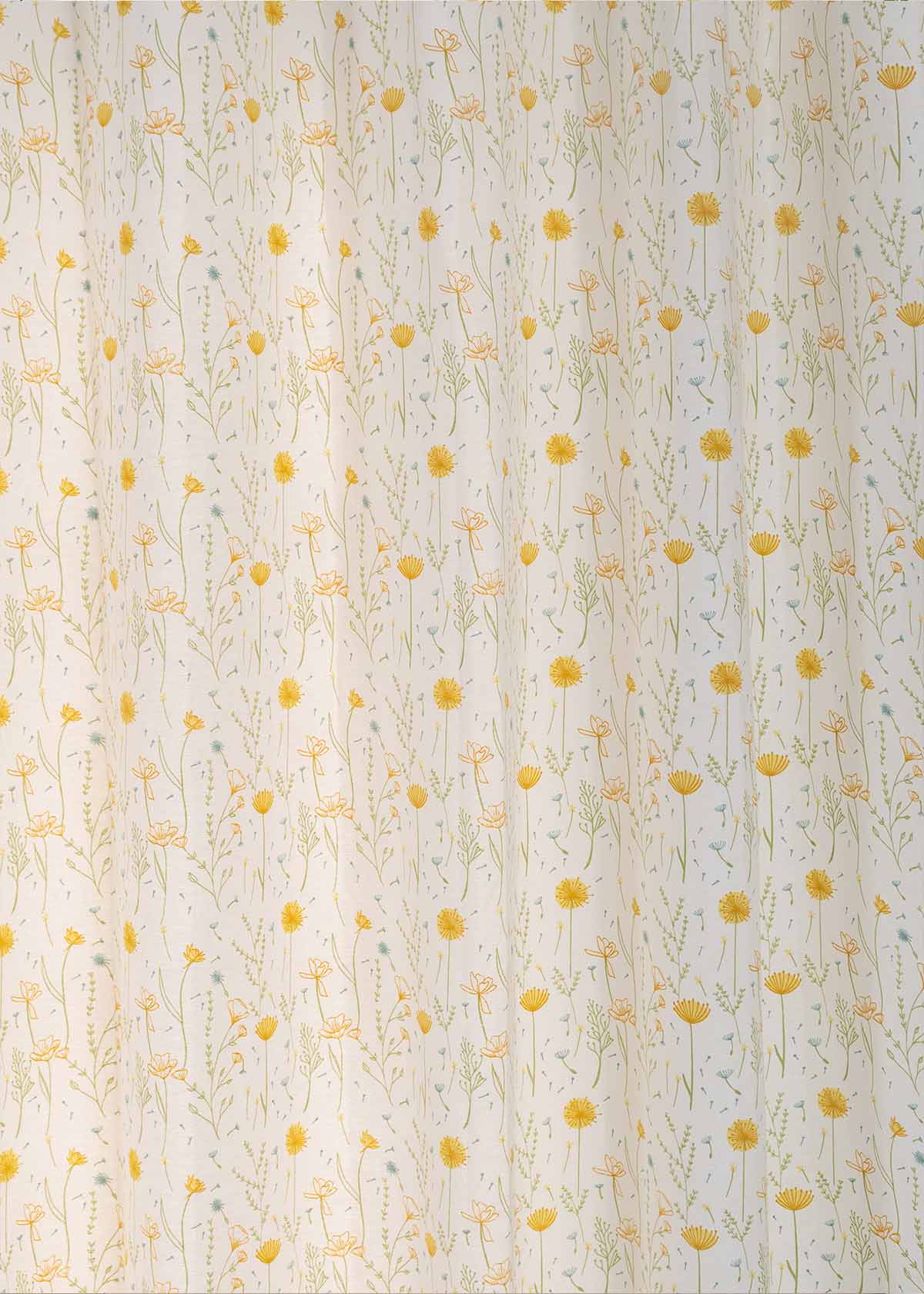 Drifting Dandelion Printed Cotton Curtain - Yellow