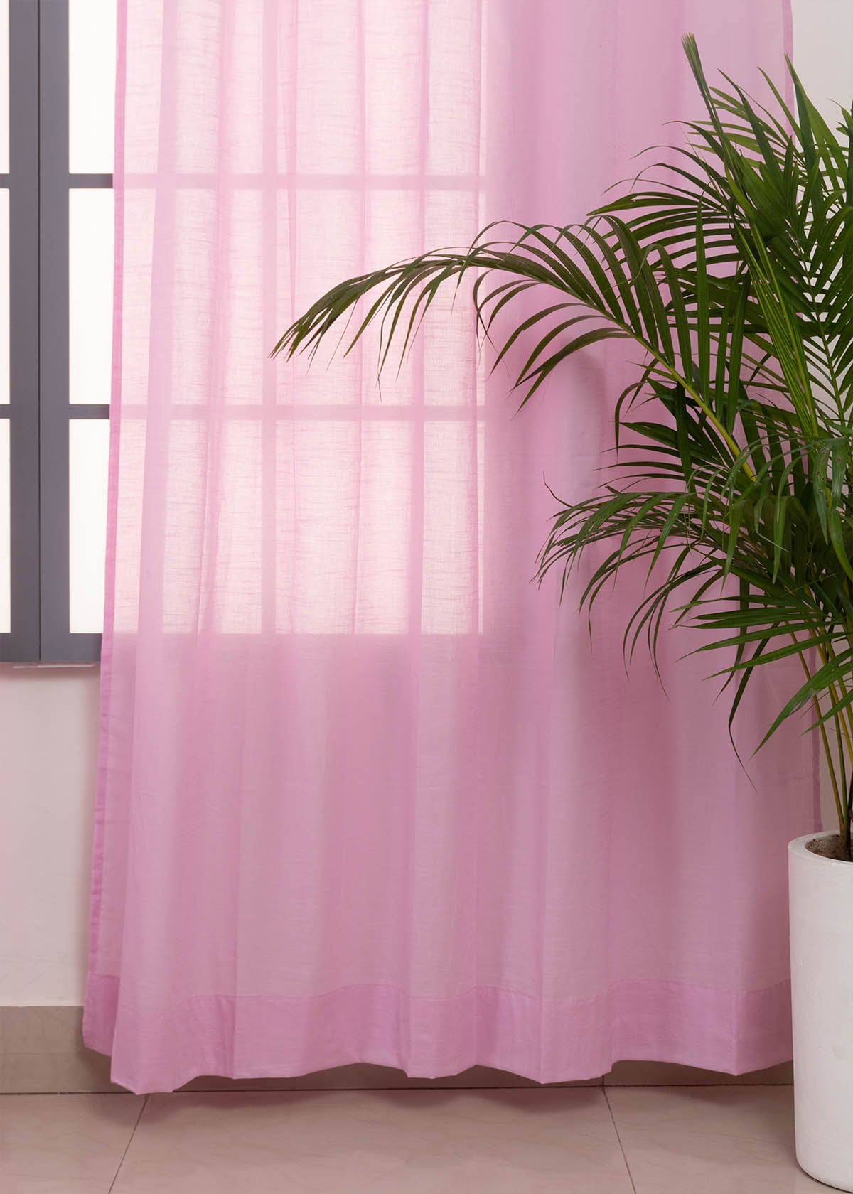 Solid Lavender sheer 100% Customizable Cotton plain curtain for Living room & bedroom - Light filtering