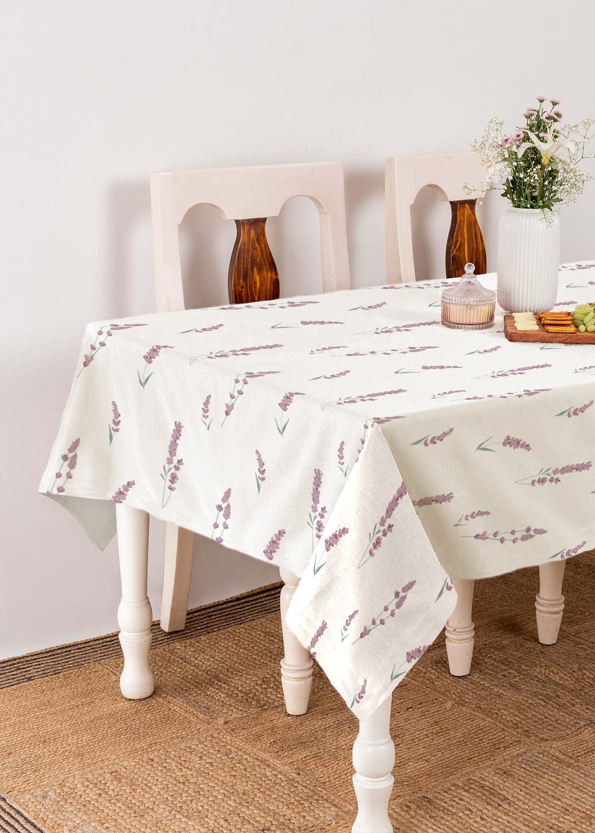 Fields 100% cotton customisable floral table cloth for dining - Lavender