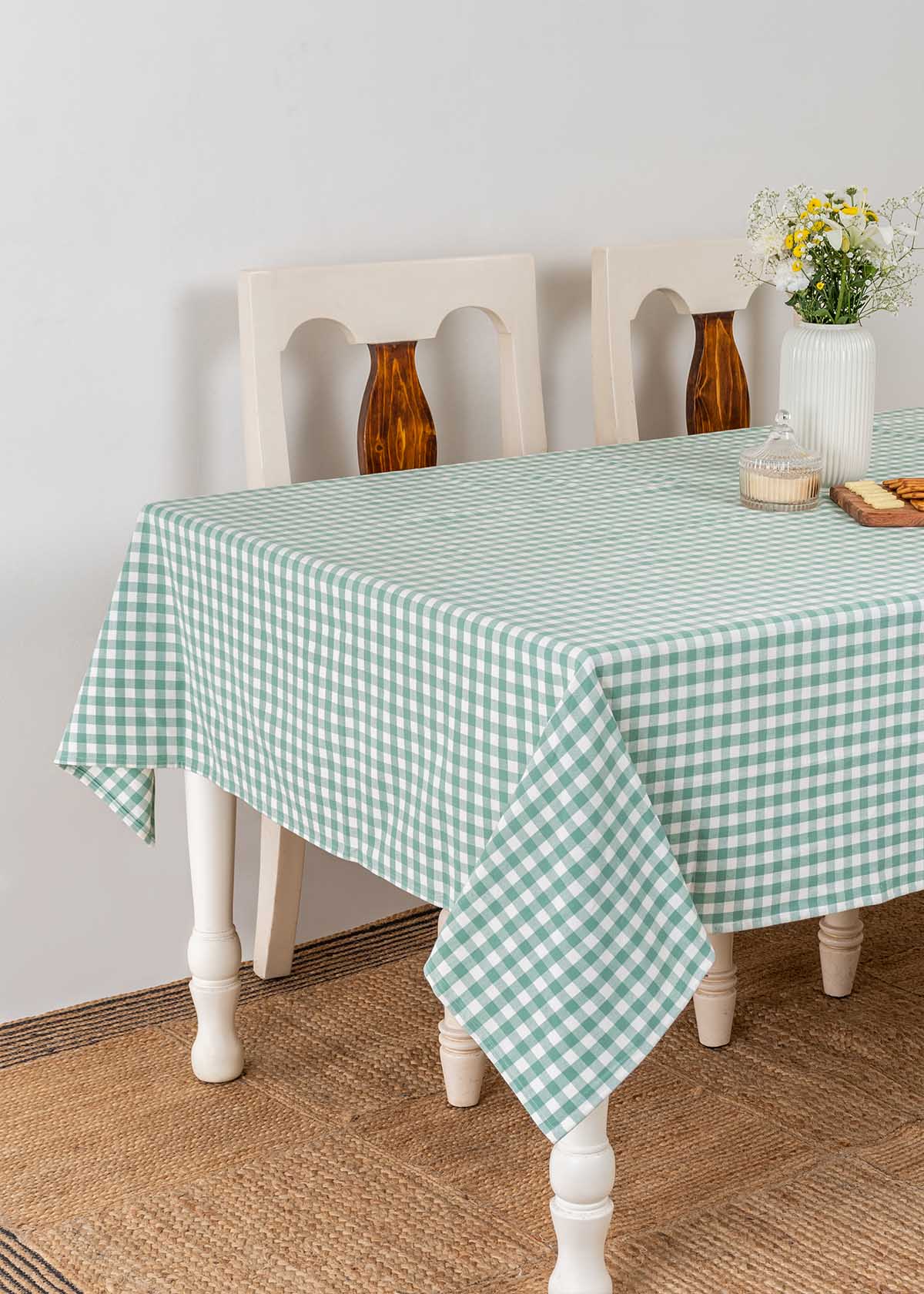 Gingham Cotton Table Cloth - Sage Green