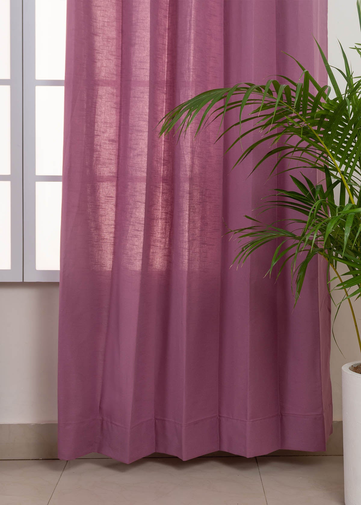 Solid Grape 100% Customizable Cotton plain curtain for bedroom - Room darkening