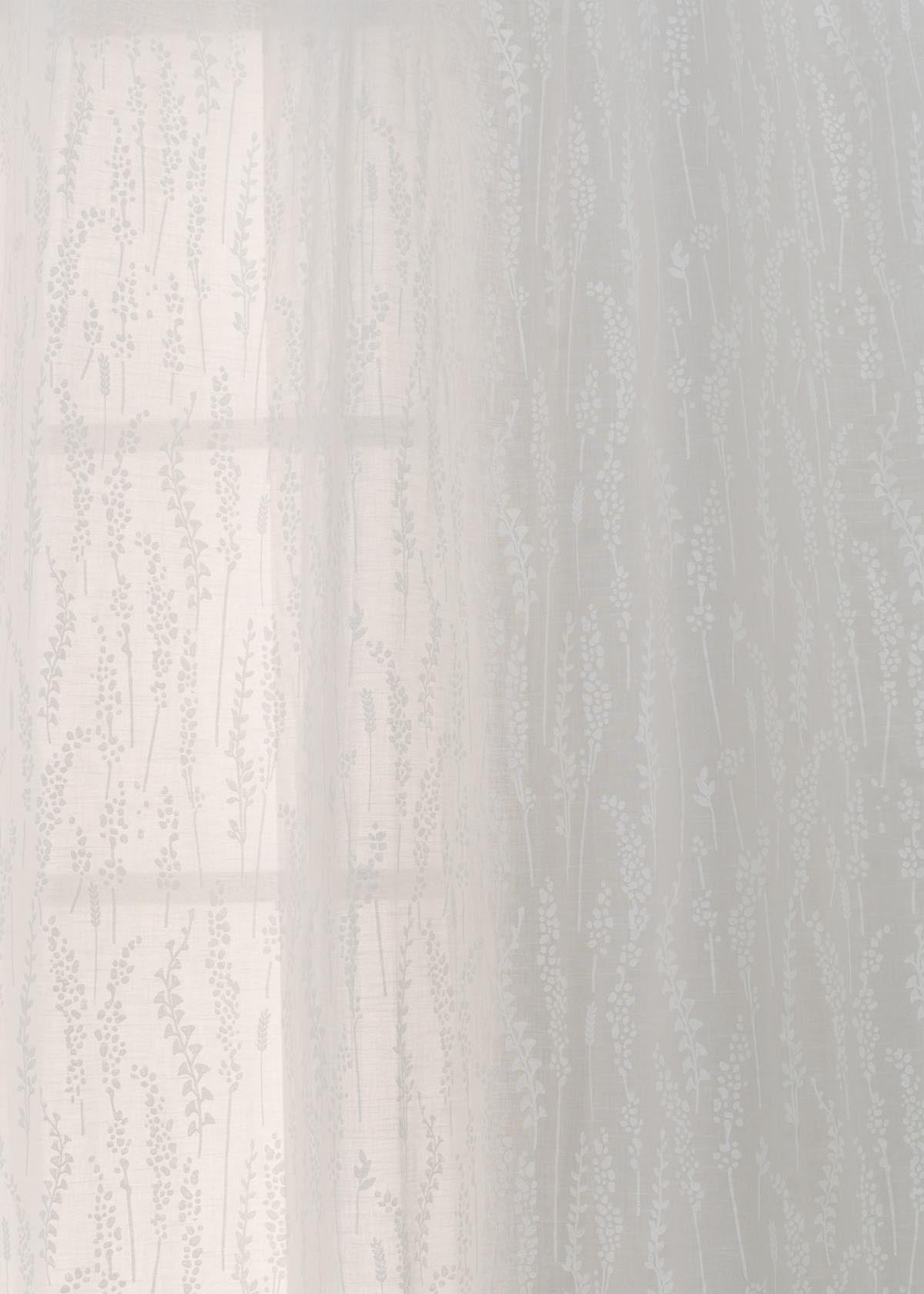 Grass Fields Printed Sheer Curtain - White