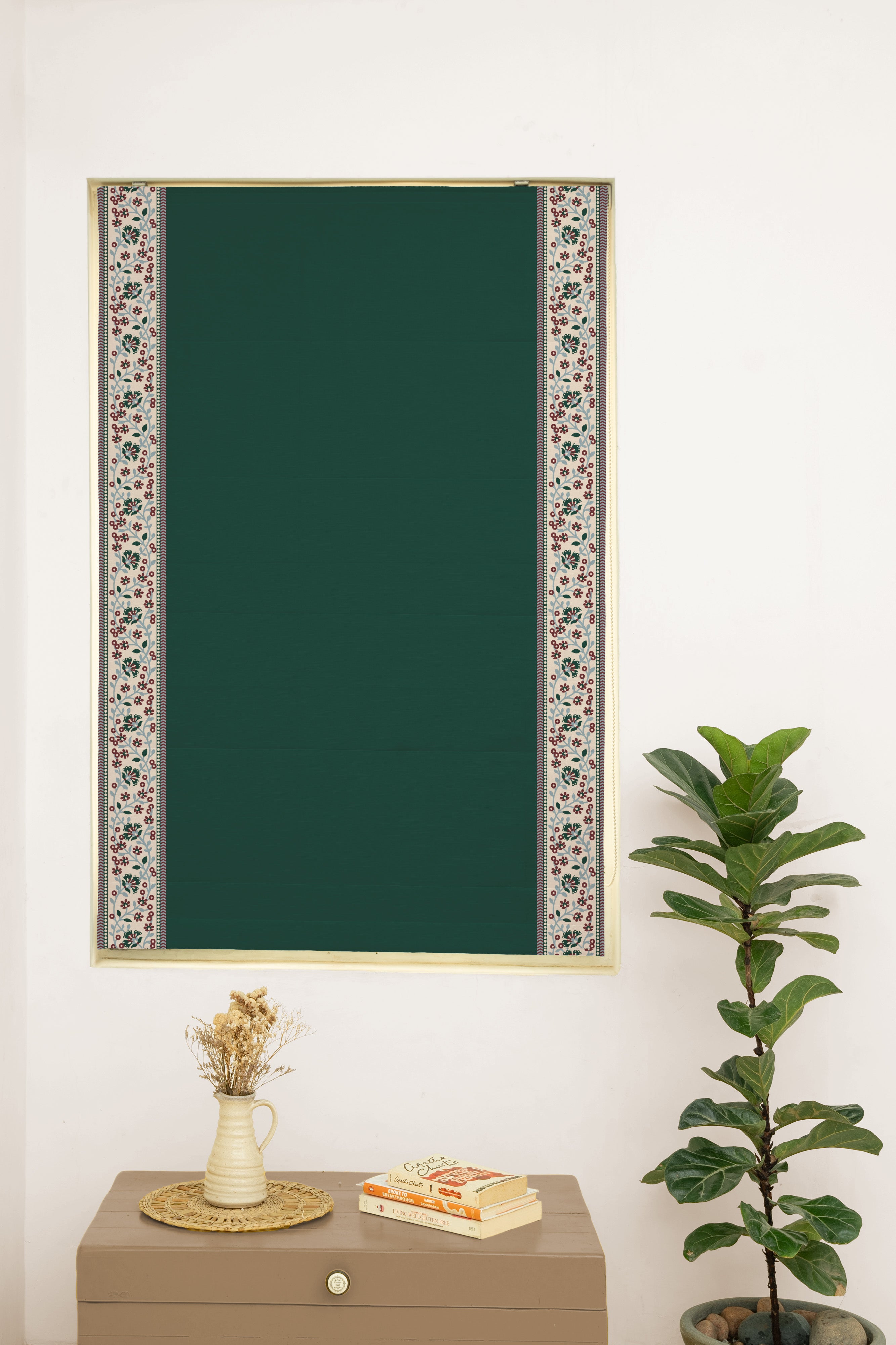 Kadamba Jade Green 100% Cotton Plain Customizable blind for livingroom & Bedrooms  - Room Darkening