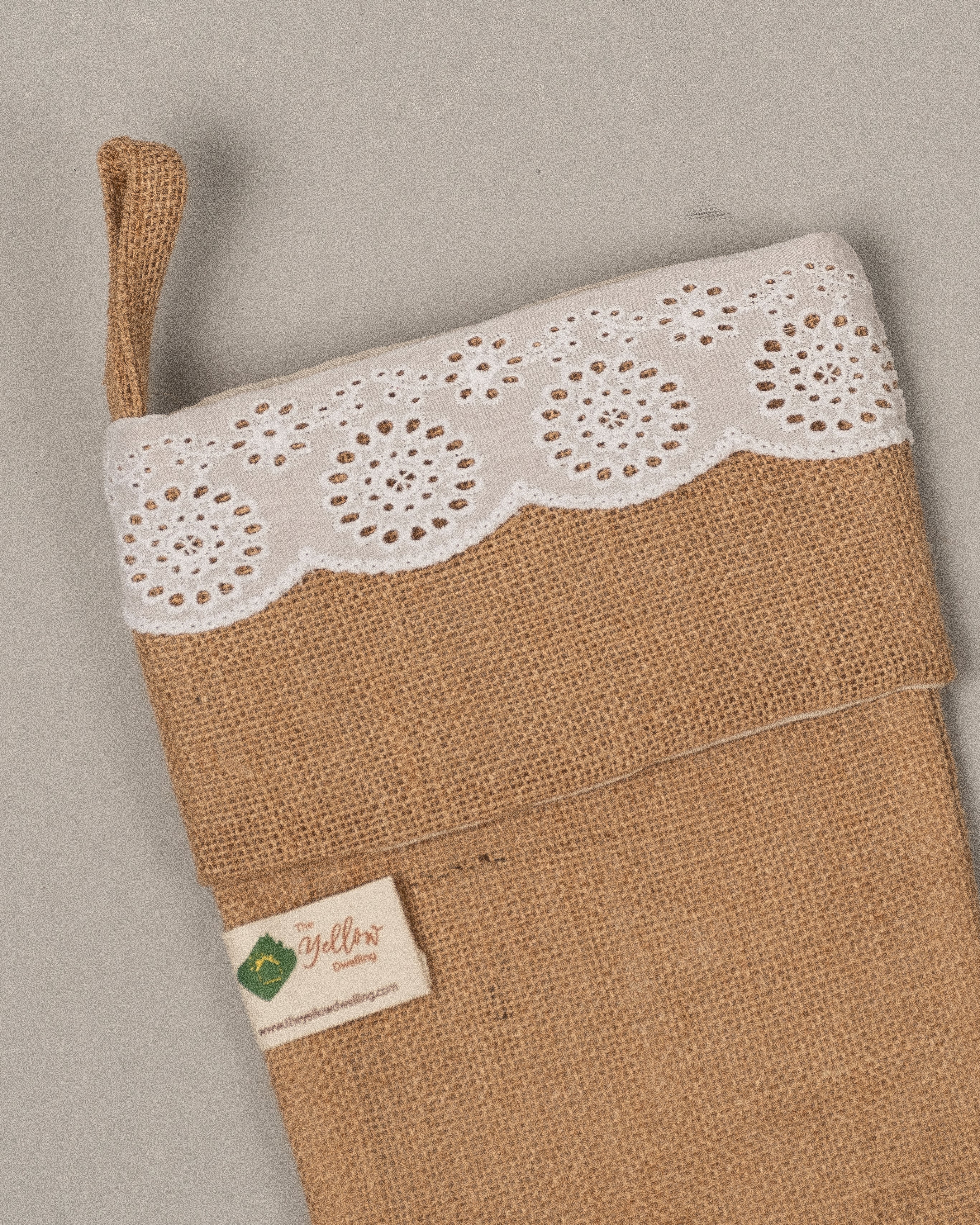 Lacy Burlap  Christmas Stocking