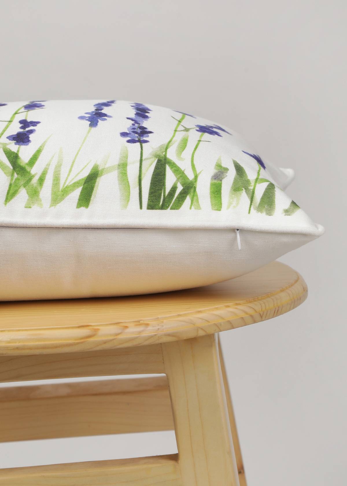 Lavender Valley Printed Cotton Cushion Cover - Lavender