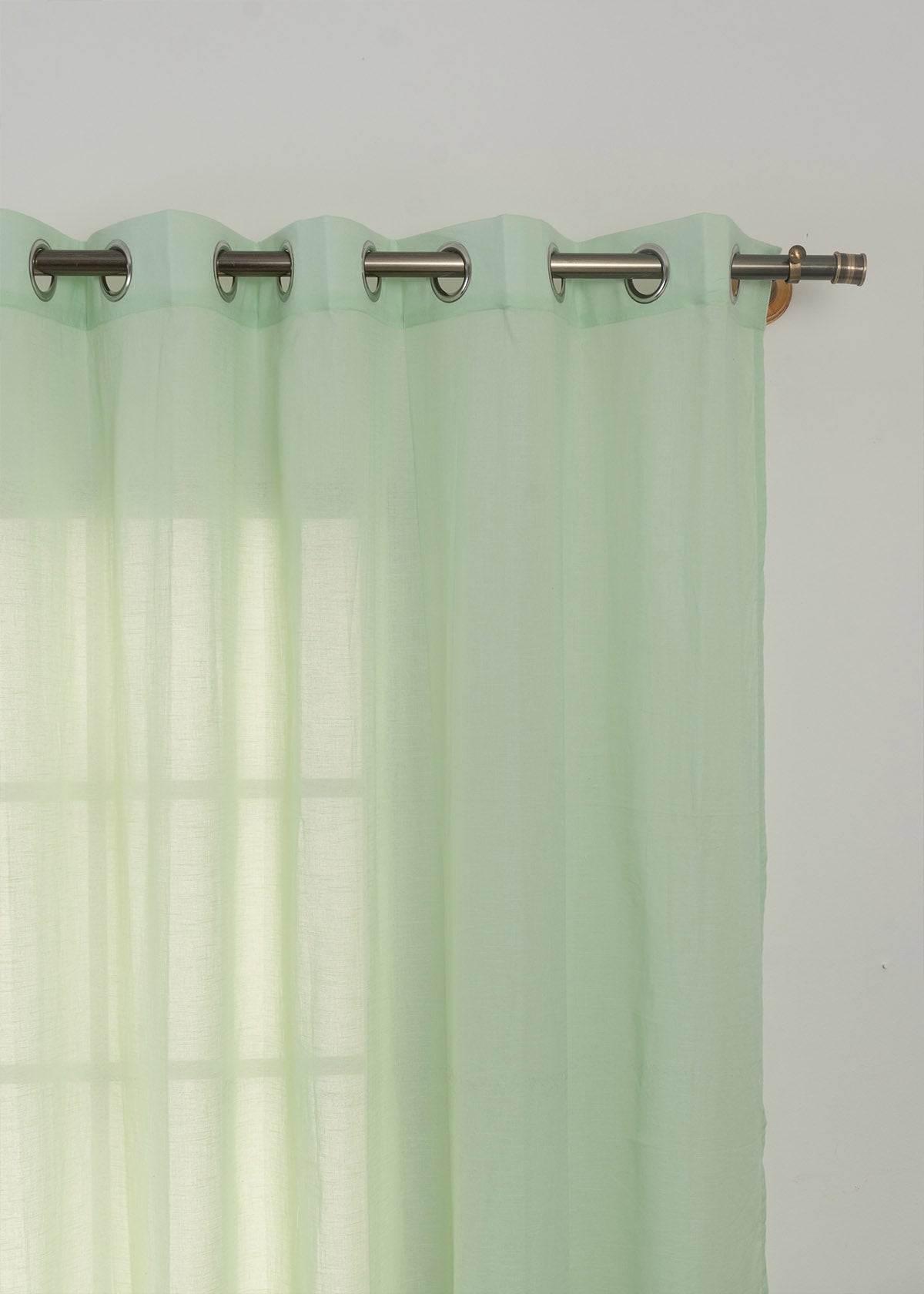 Solid Sage Green sheer 100% Customizable Cotton plain curtain for Living room & bedroom - Light filtering