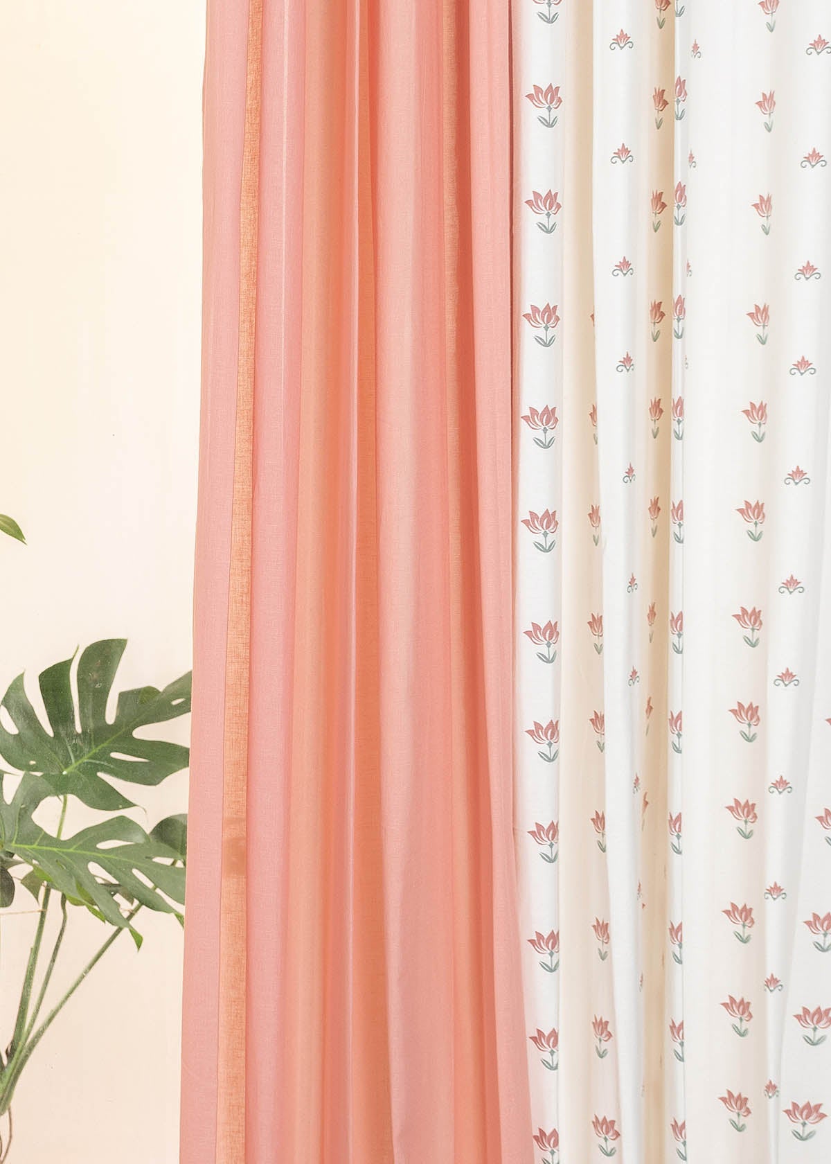 Lotus Pond, Clay Sheer Set Of 4 Combo Cotton Curtain - Off White