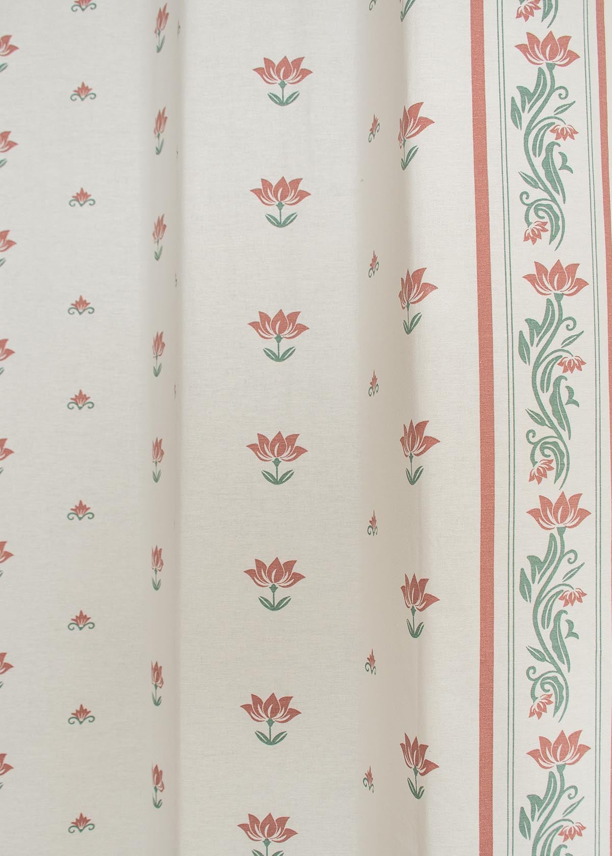 Lotus Pond Printed Cotton Curtain - Multicolor