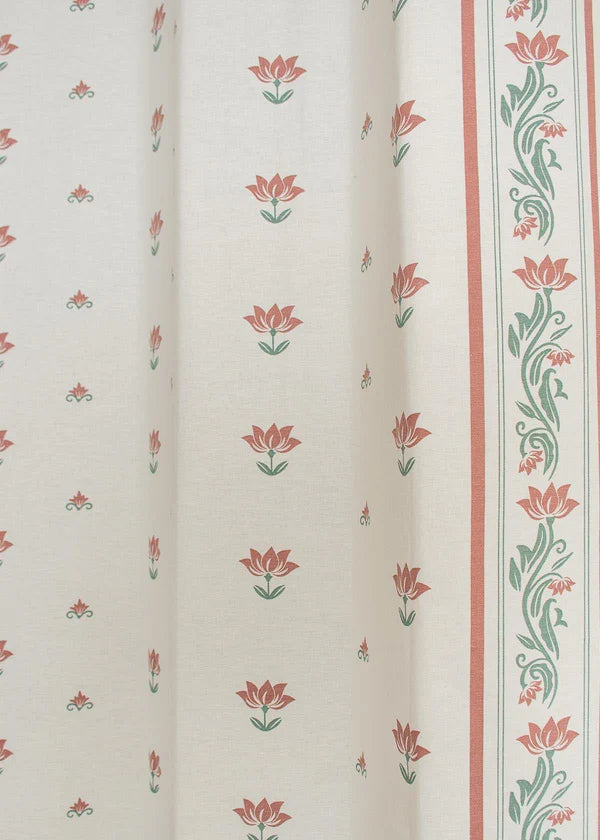 Lotus Pond 100% Customizable Cotton floral blind for living room - Room darkening