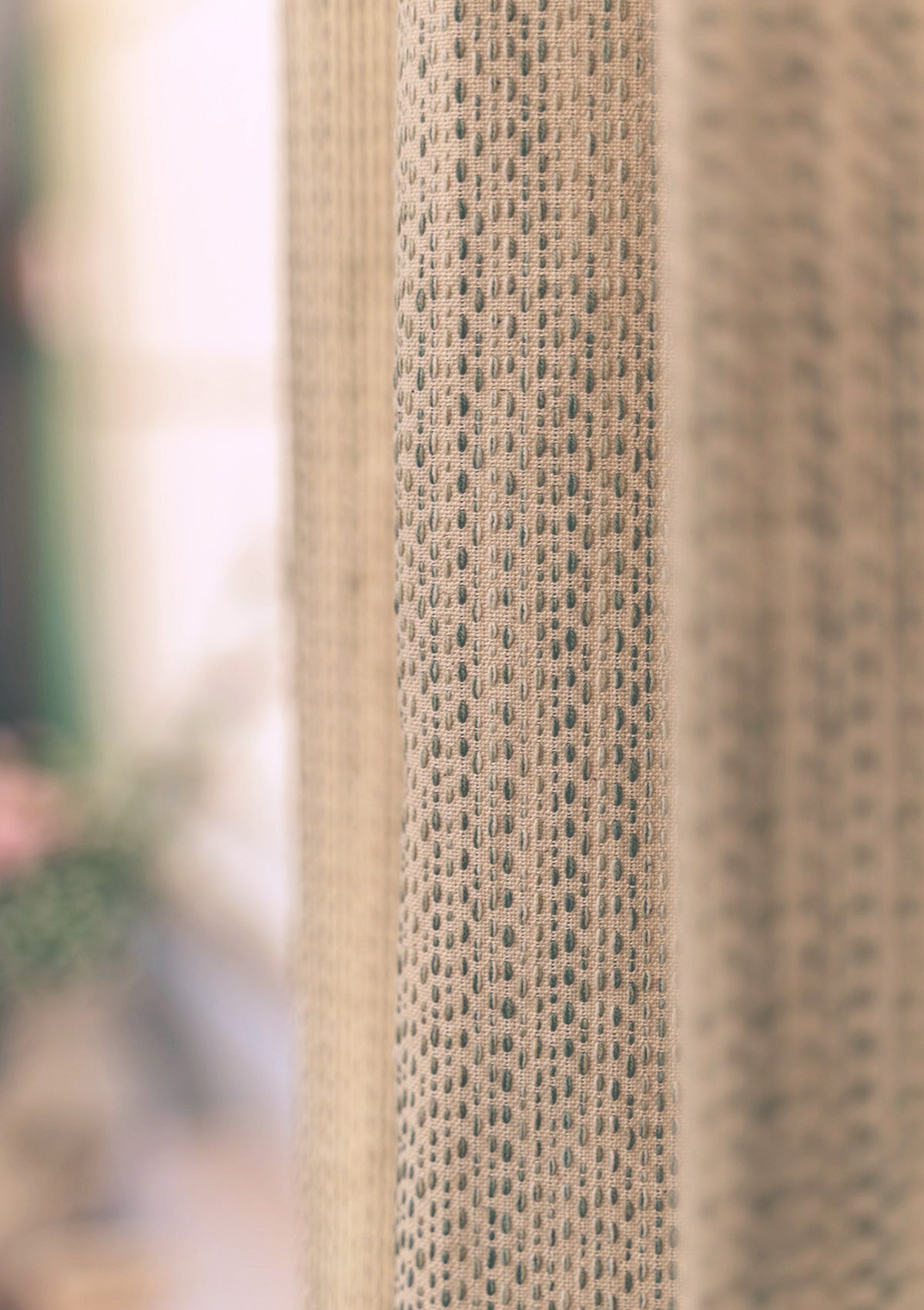 Matcha Green Textured 100% Cotton Curtain For Living Room | Light Filtering | Single Piece