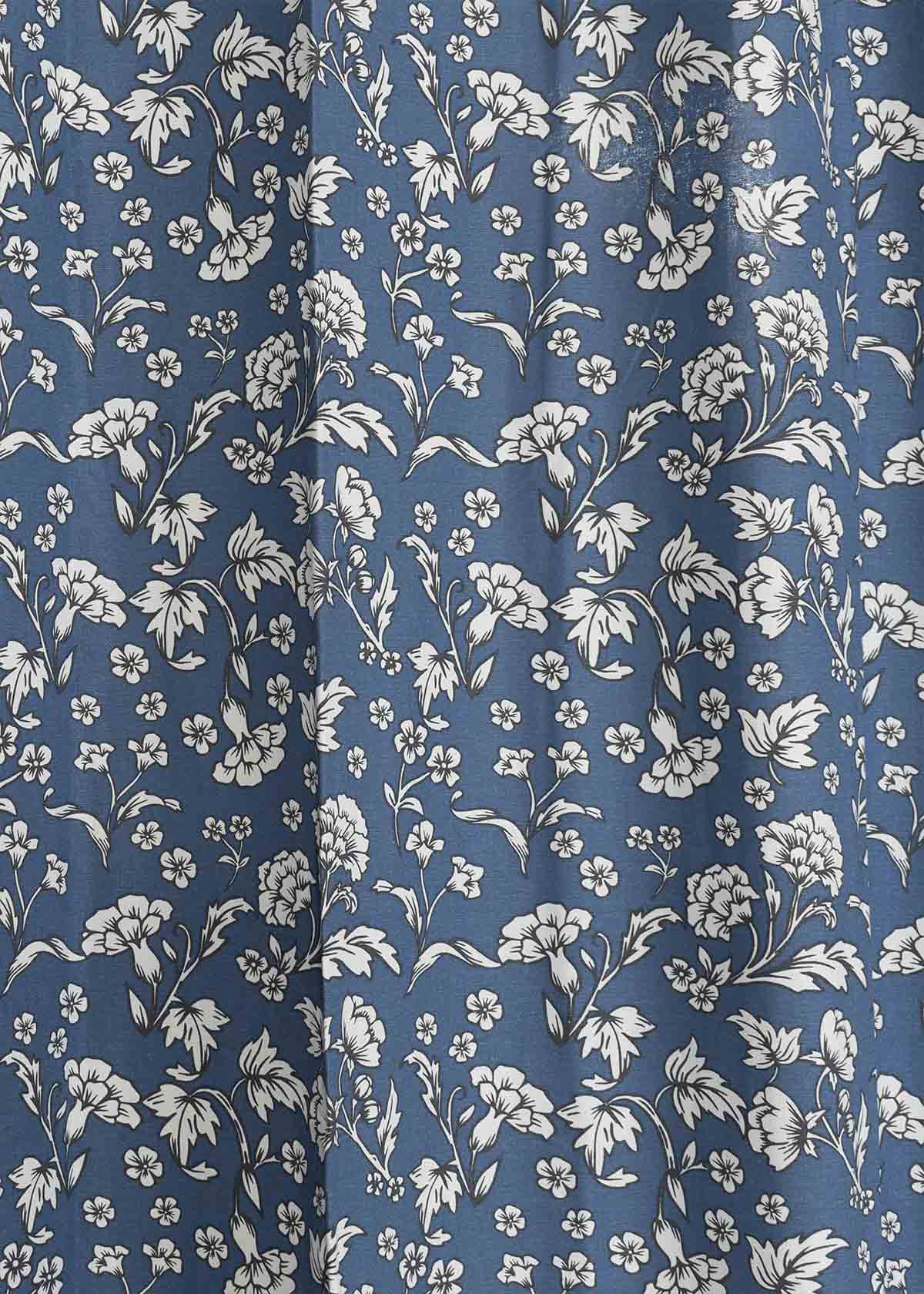 Marigold Printed Cotton curtain - Royal Blue - Single