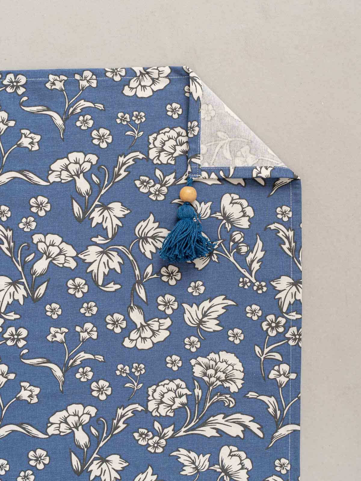 Marigold Printed Cotton Diwan Set - Royal Blue