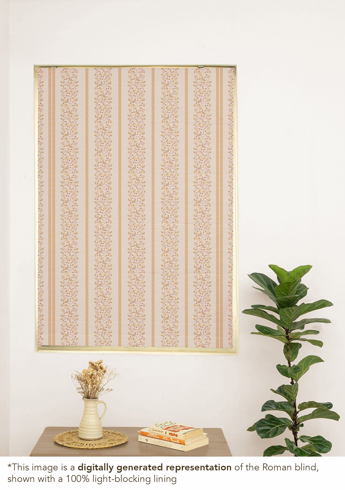Meenakshi 100% Cotton Ethnic Printed Customizable blind for livingroom & Bedrooms-Light Reduction-Green and Pink